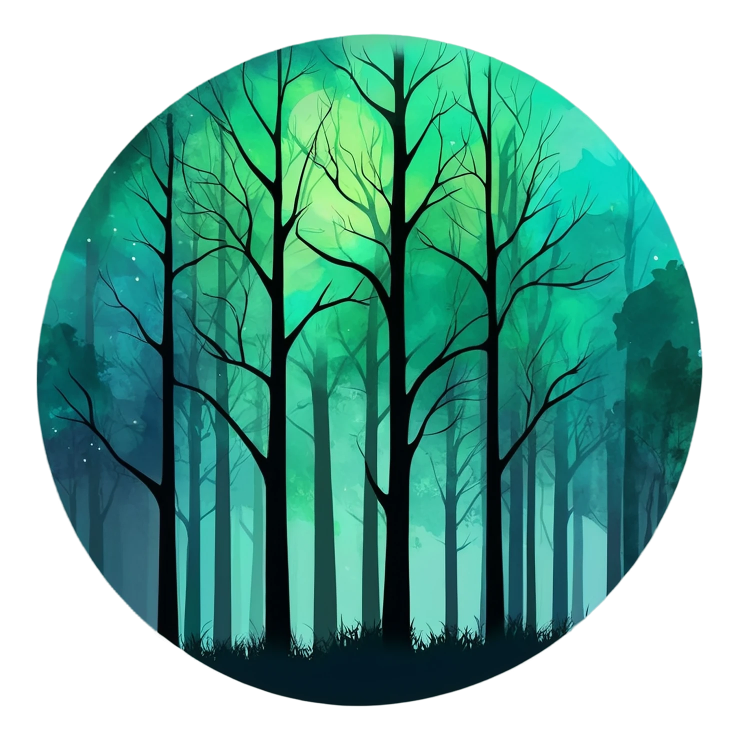 Forest watercolor sticker isolated on transparent background #16751