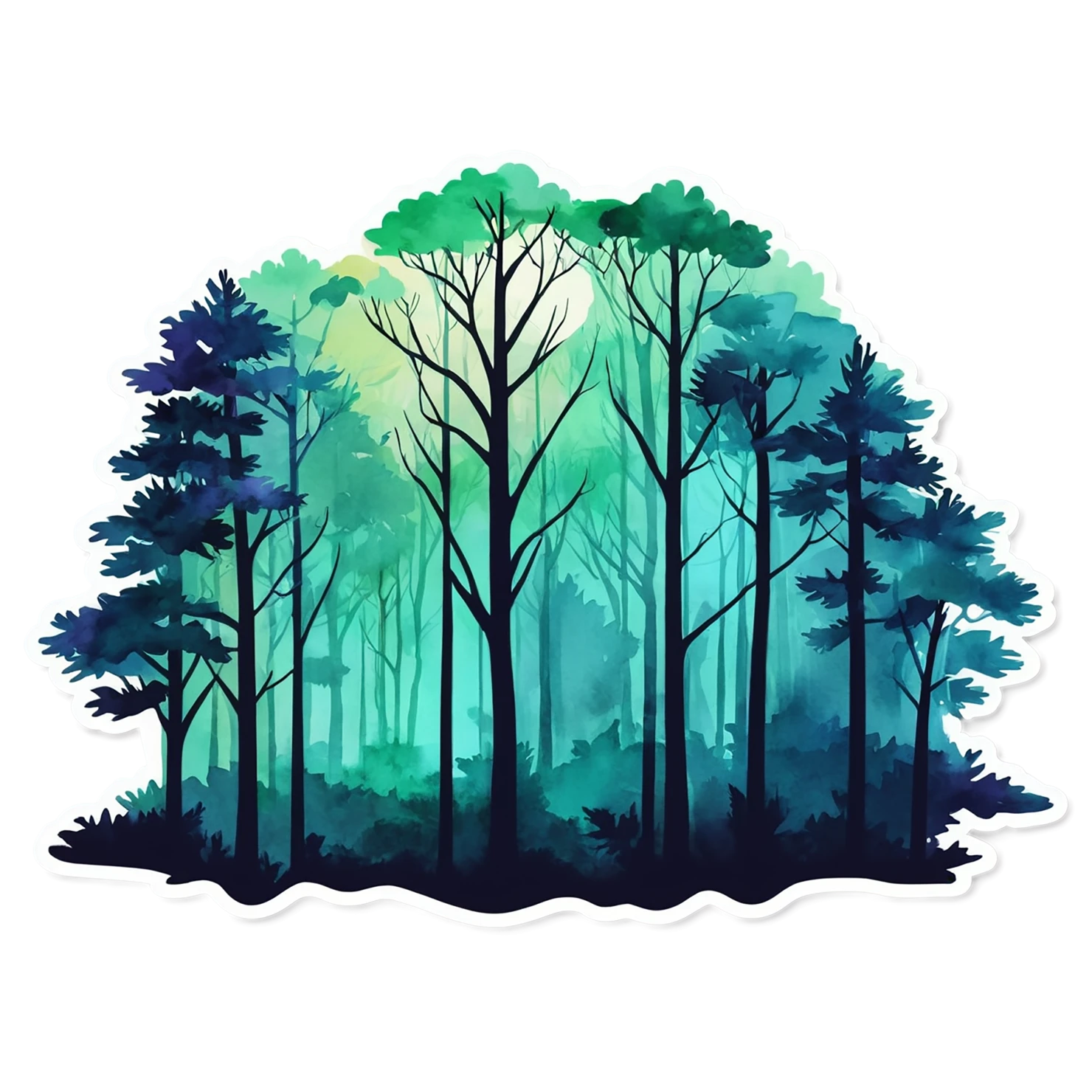 Forest watercolor sticker isolated on transparent background #16752