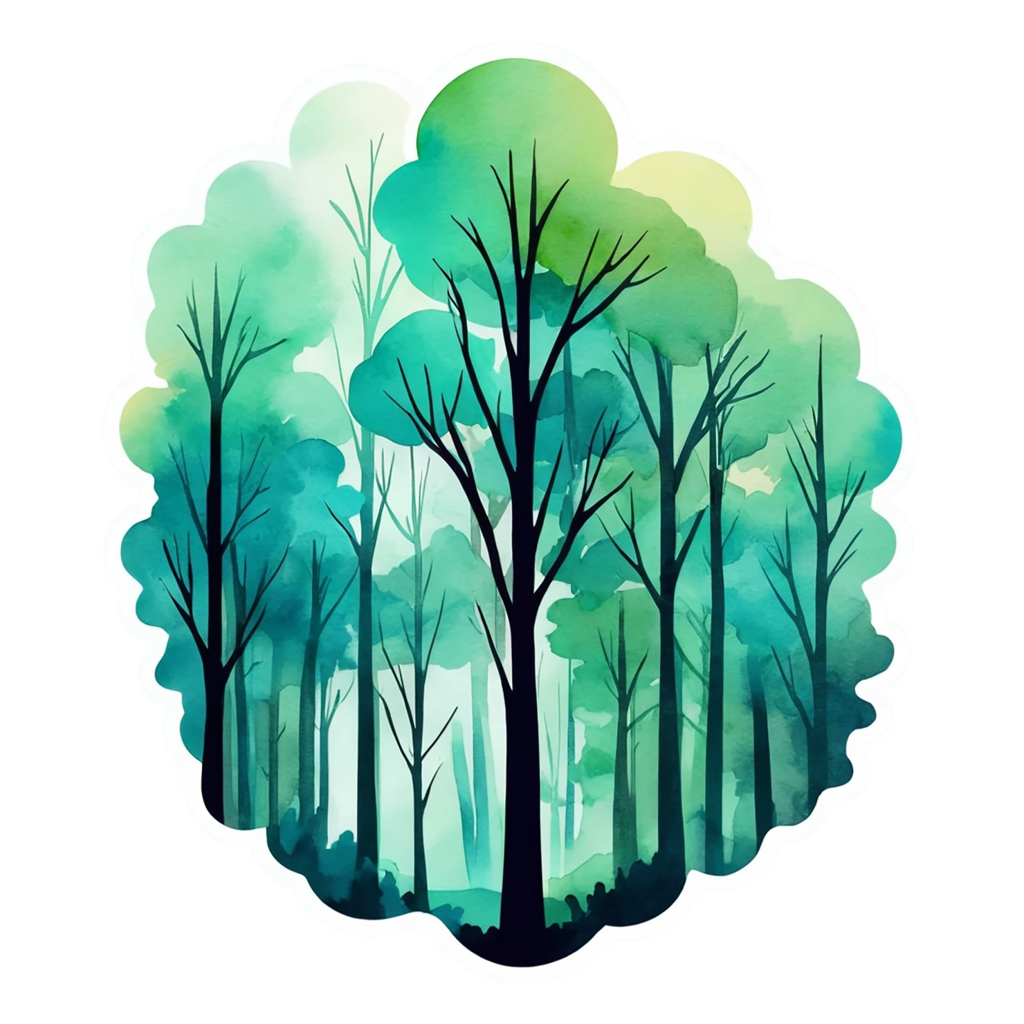 Forest watercolor sticker isolated on transparent background #16755