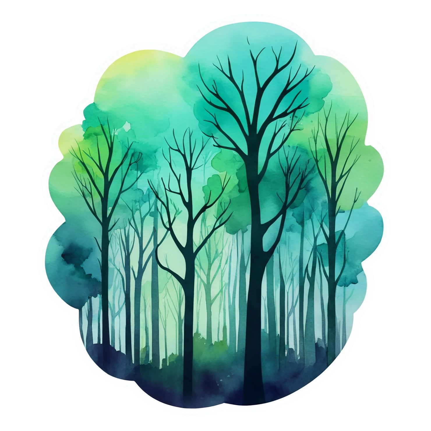 Forest watercolor sticker isolated on transparent background #16756