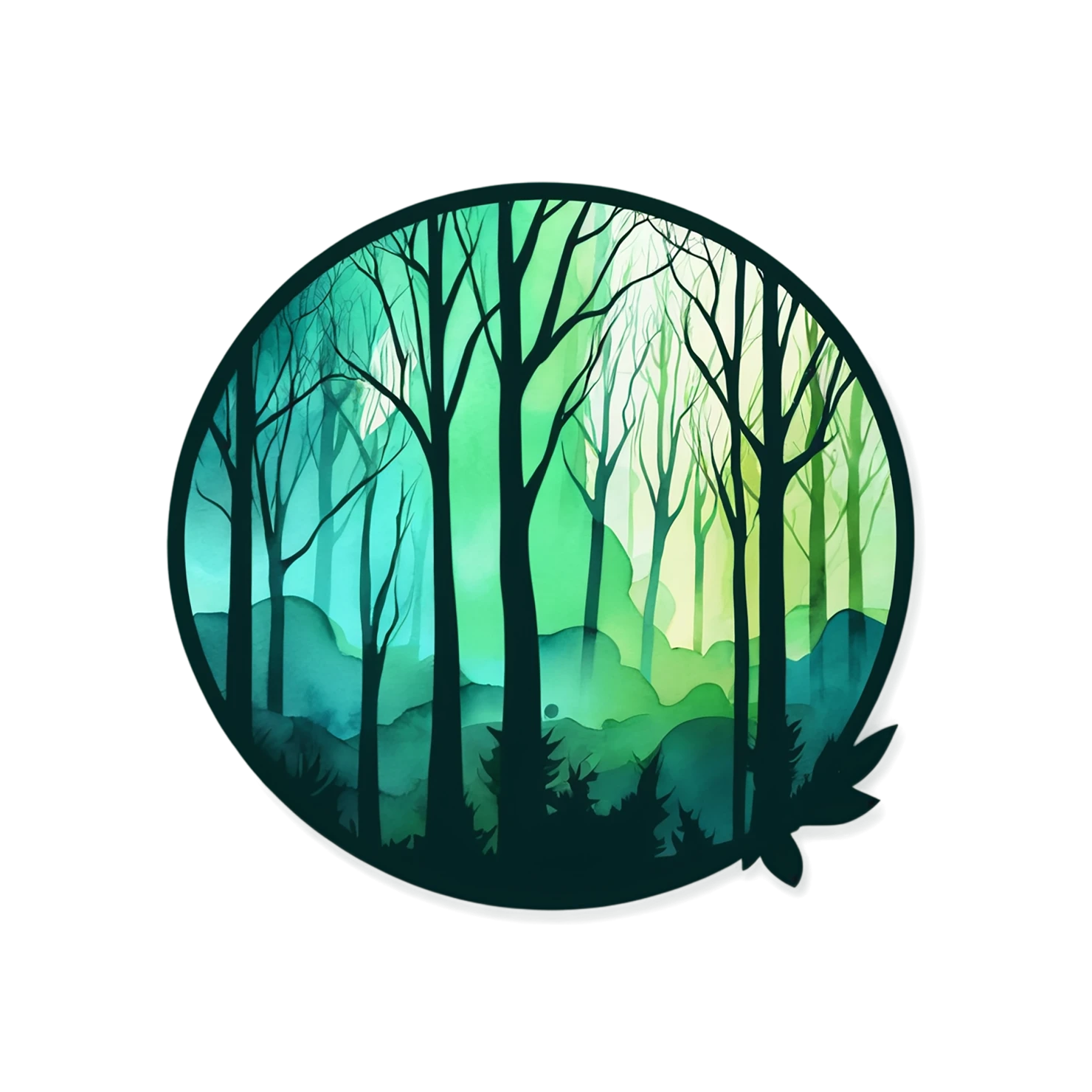Forest watercolor sticker isolated on transparent background #16757