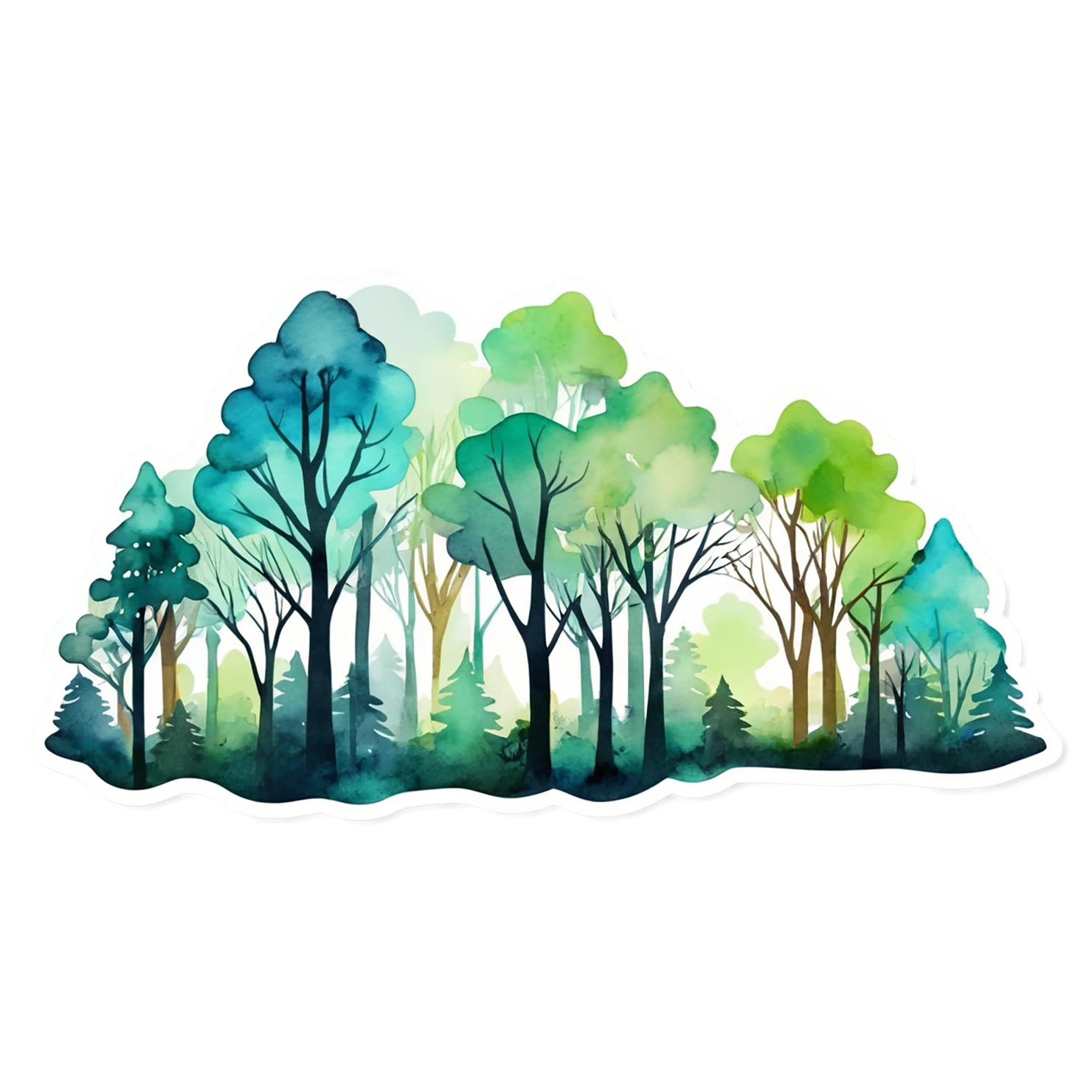 Forest watercolor sticker isolated on transparent background #16758
