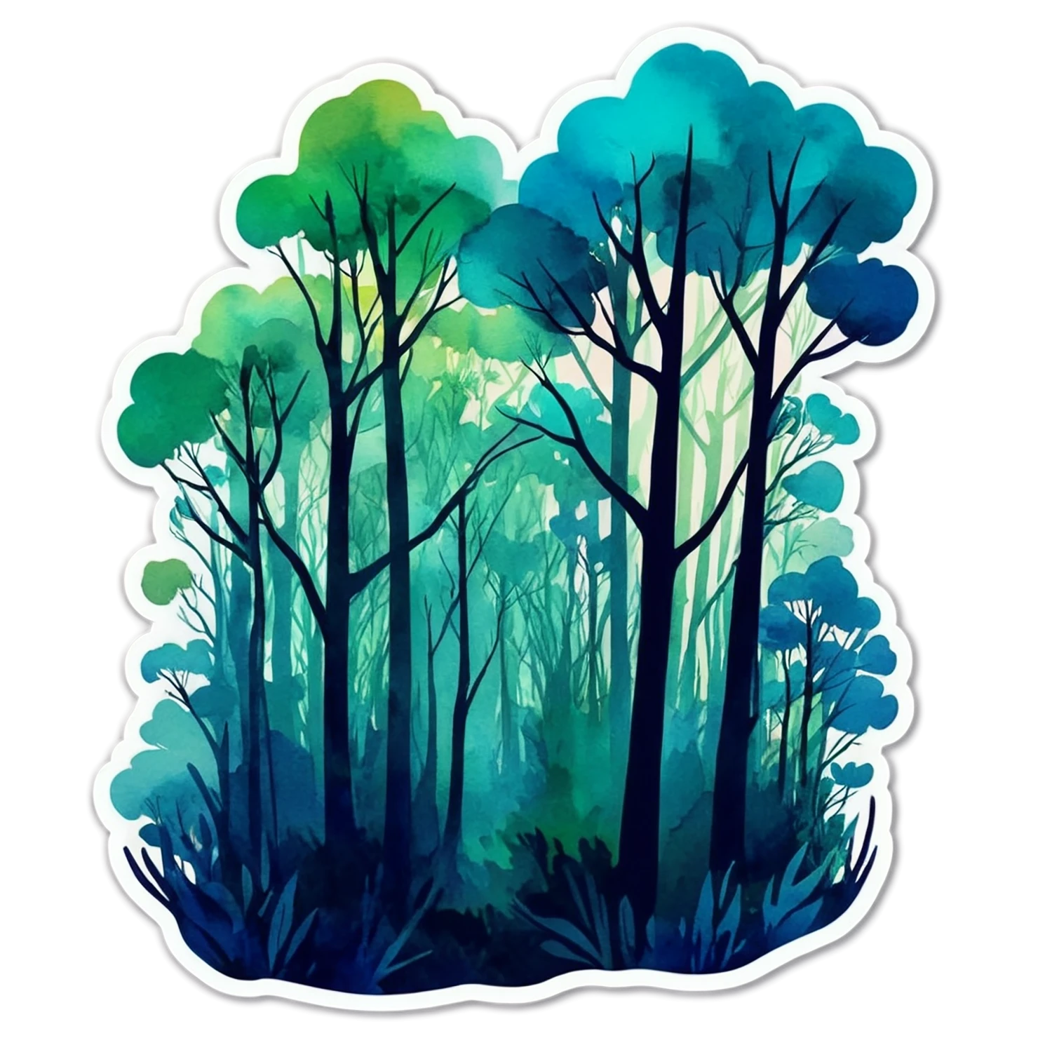 Forest watercolor sticker isolated on transparent background #16759