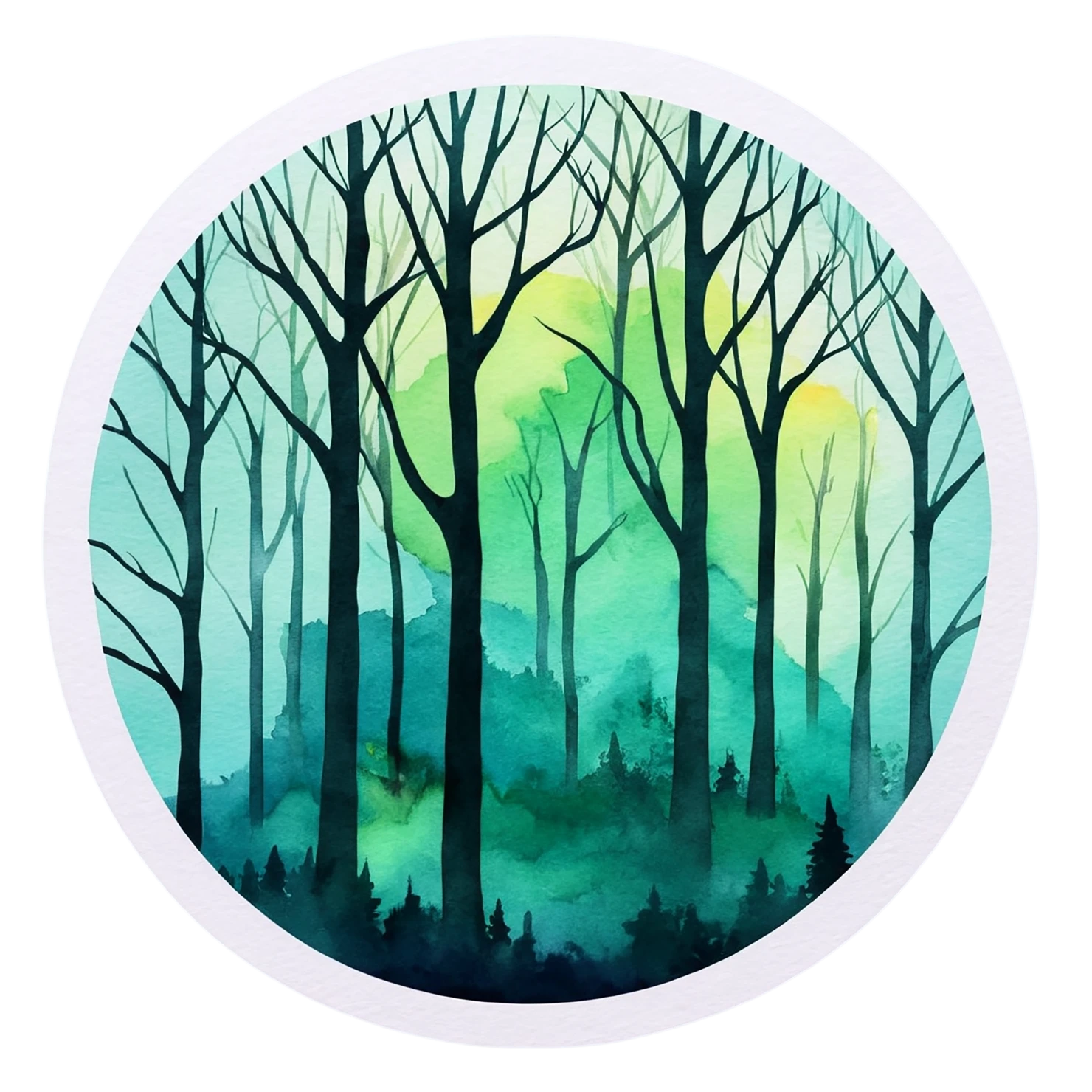 Forest watercolor sticker isolated on transparent background #16760