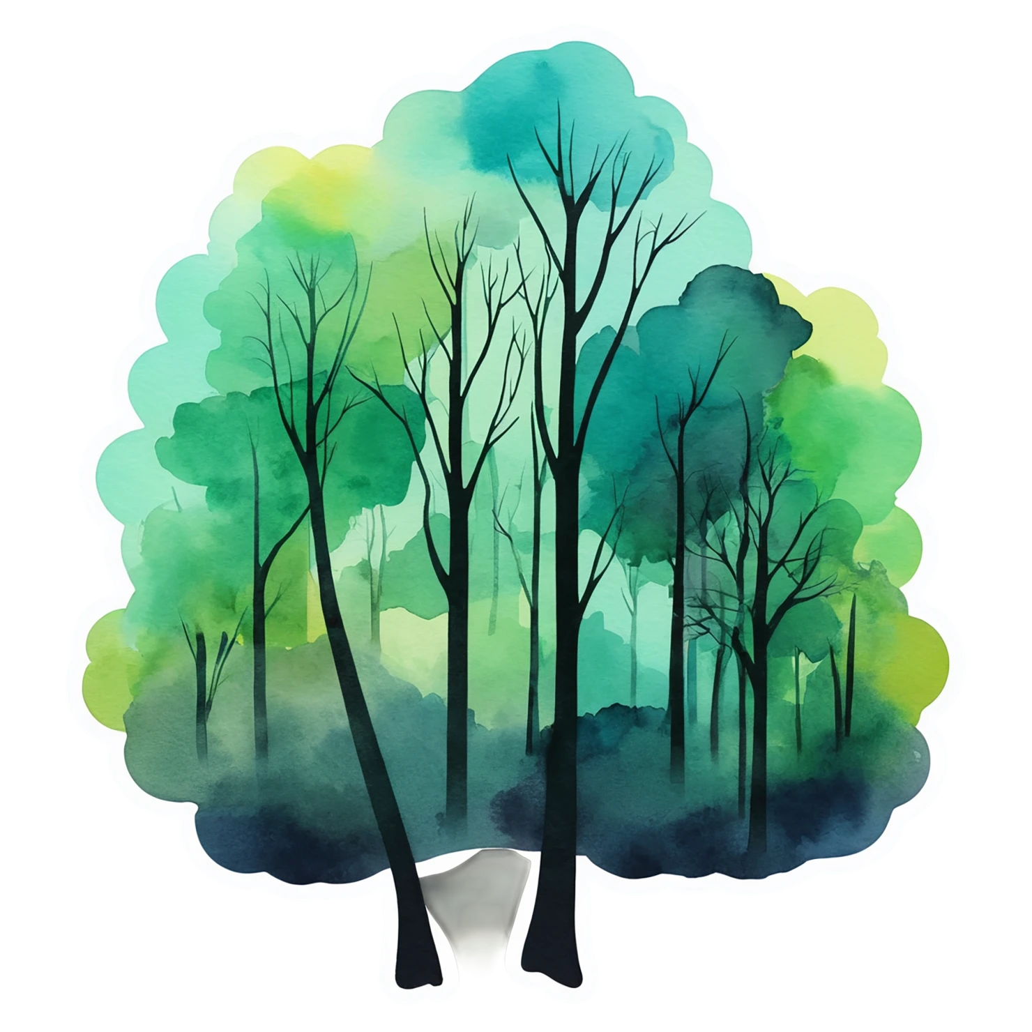 Forest watercolor sticker isolated on transparent background #16764