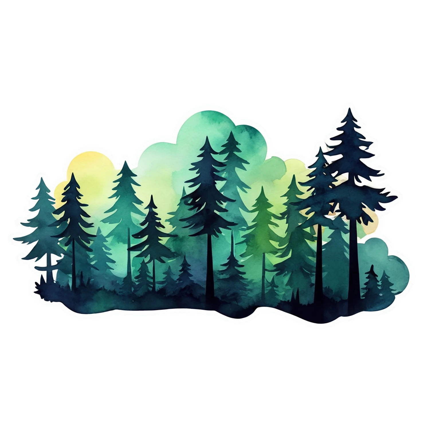 Forest watercolor sticker isolated on transparent background #16765