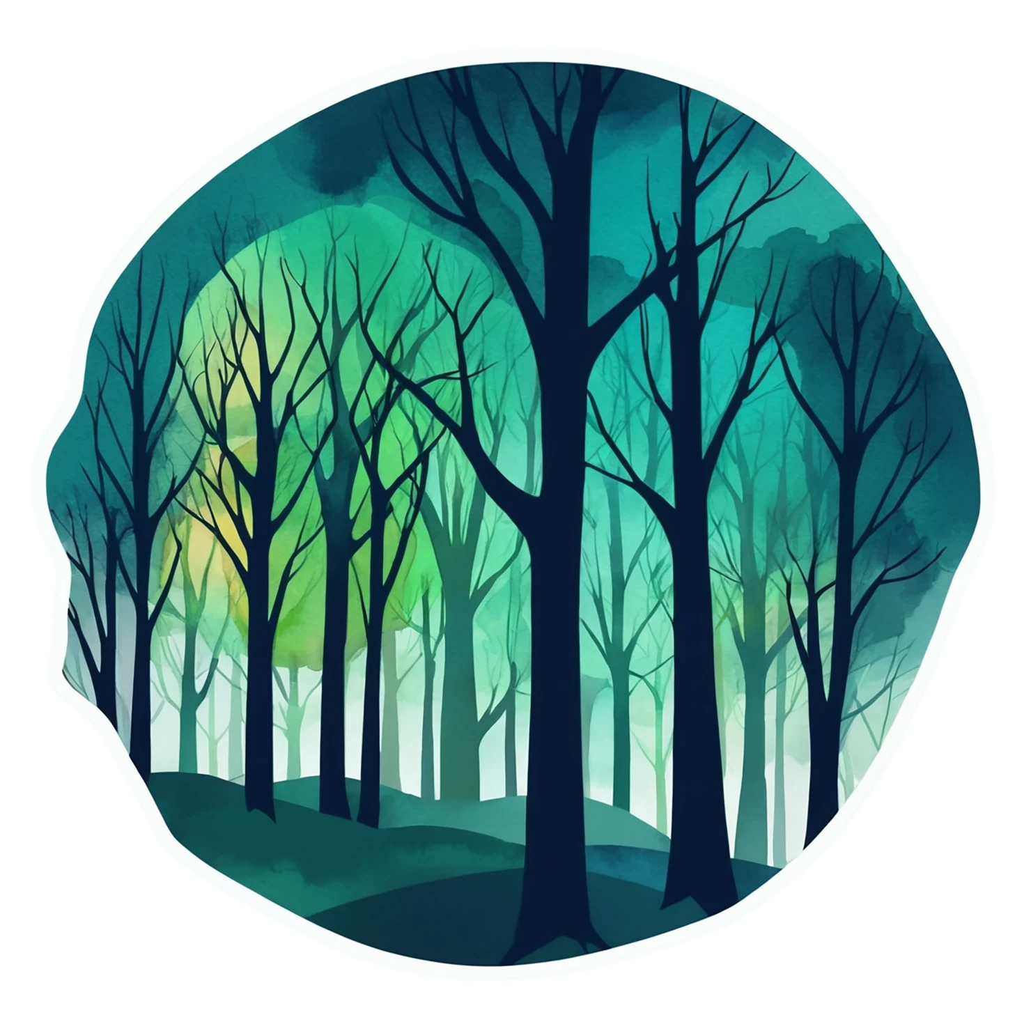 Forest watercolor sticker isolated on transparent background #16766