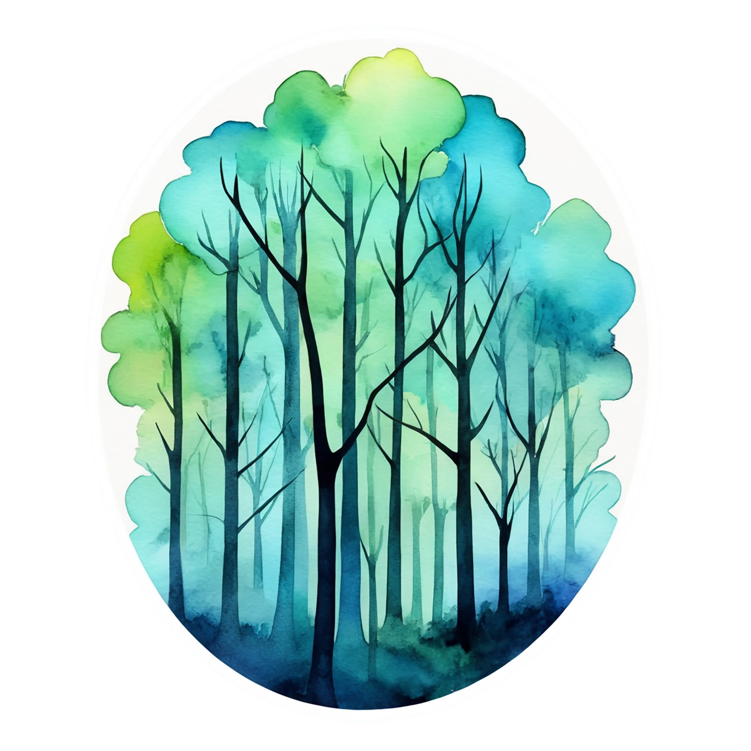 Forest watercolor sticker isolated on transparent background #16769
