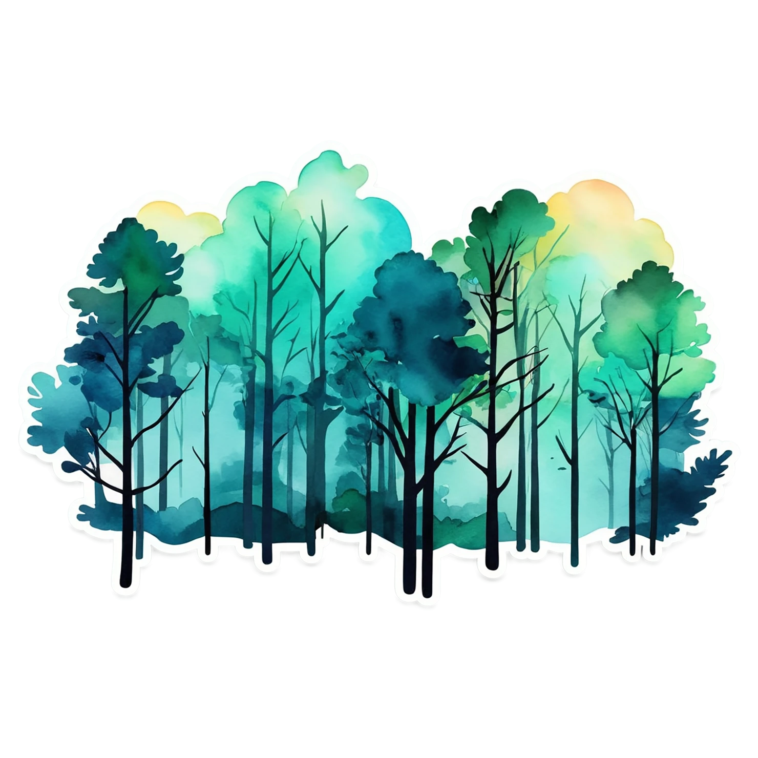 Forest watercolor sticker isolated on transparent background #16772