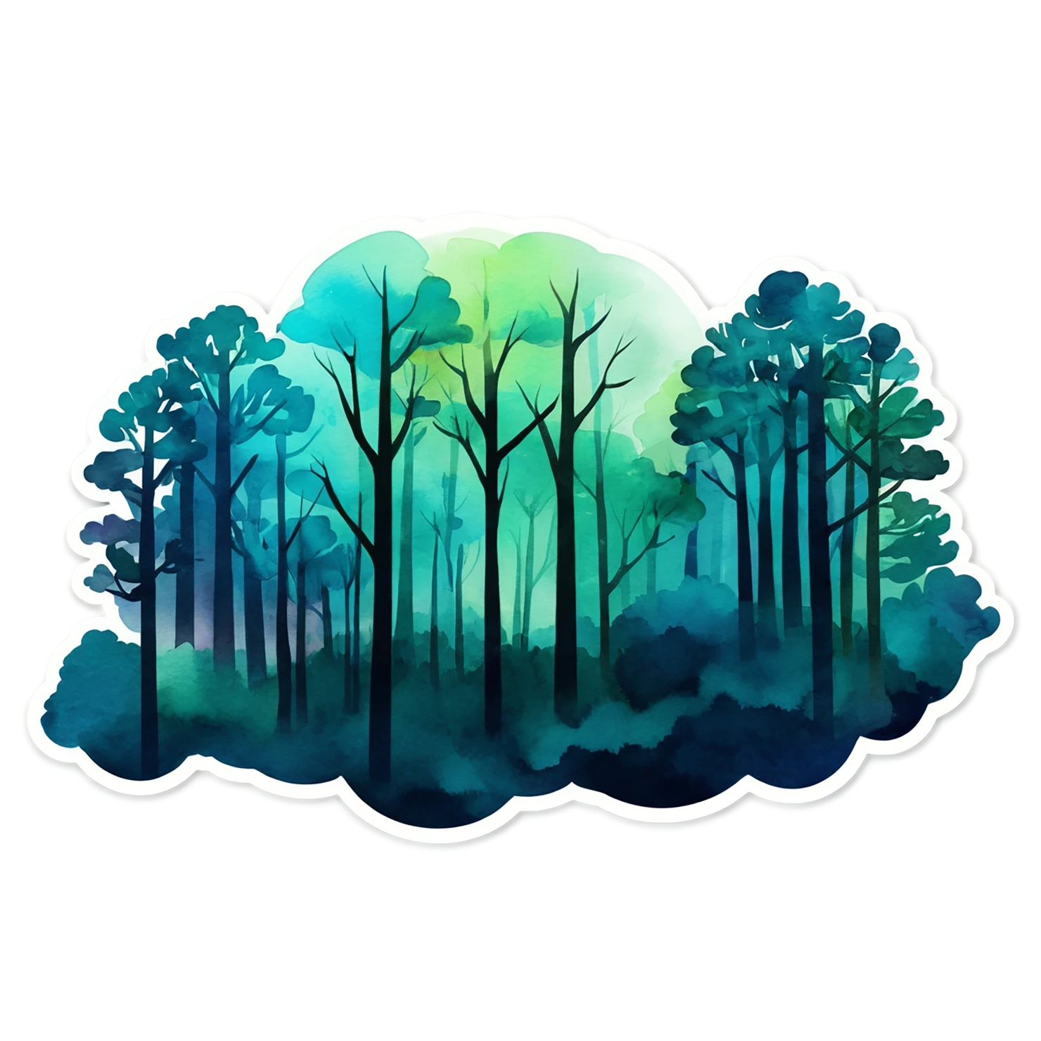 Forest watercolor sticker isolated on transparent background #16774