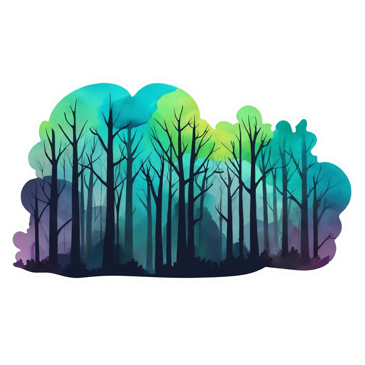 Forest watercolor sticker isolated on transparent background #16777