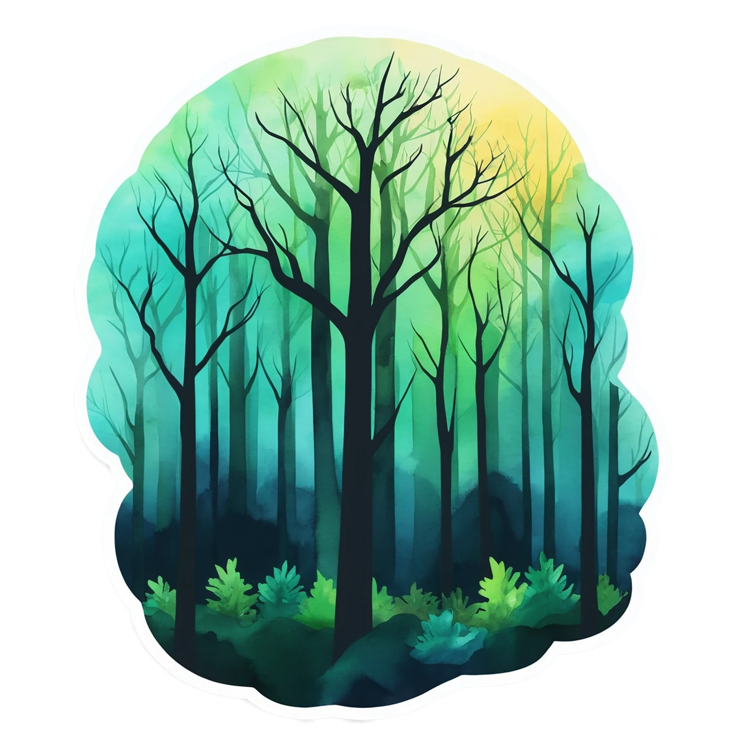 Forest watercolor sticker isolated on transparent background #16779