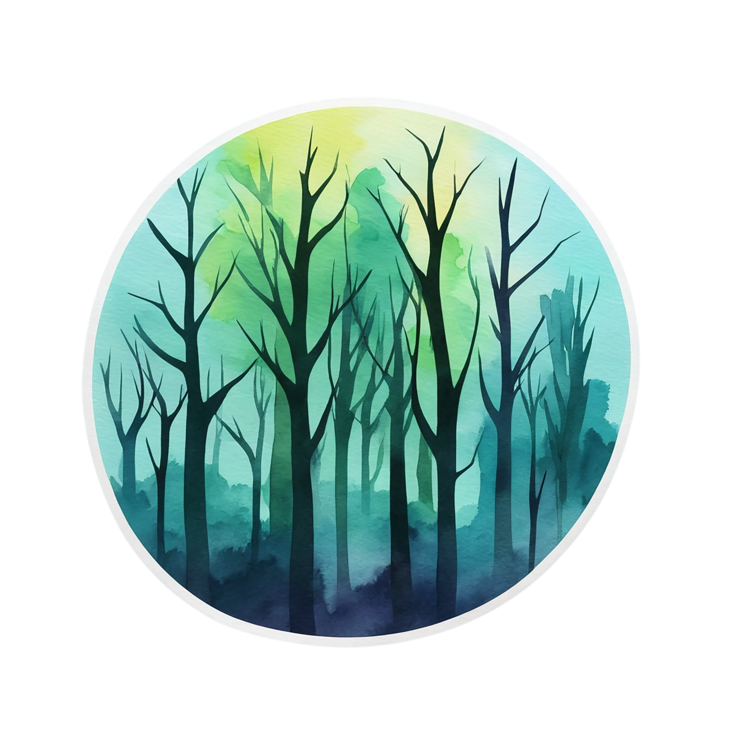 Forest watercolor sticker isolated on transparent background #16780