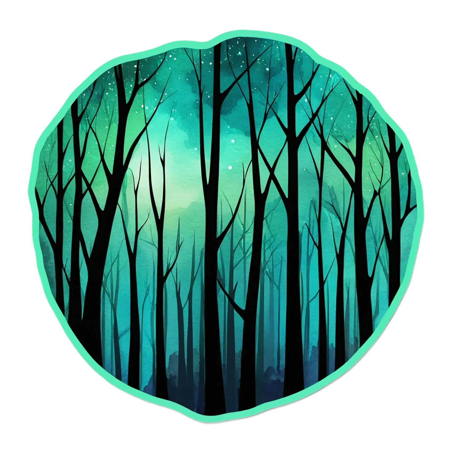 Forest watercolor sticker isolated on transparent background #16782