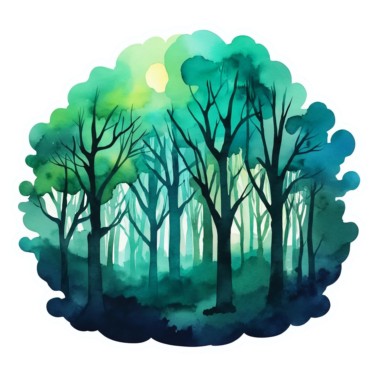 Forest watercolor sticker isolated on transparent background #16783
