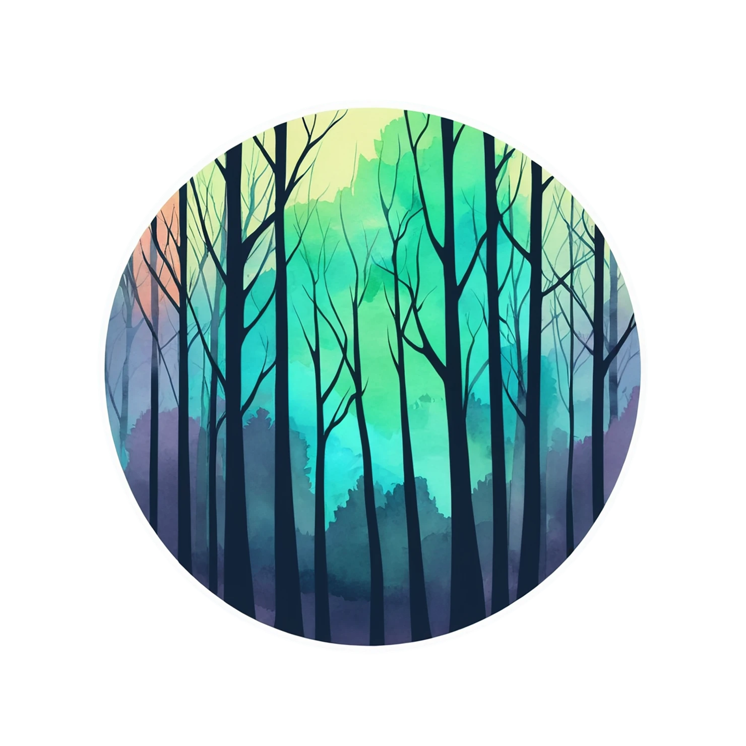 Forest watercolor sticker isolated on transparent background #16784