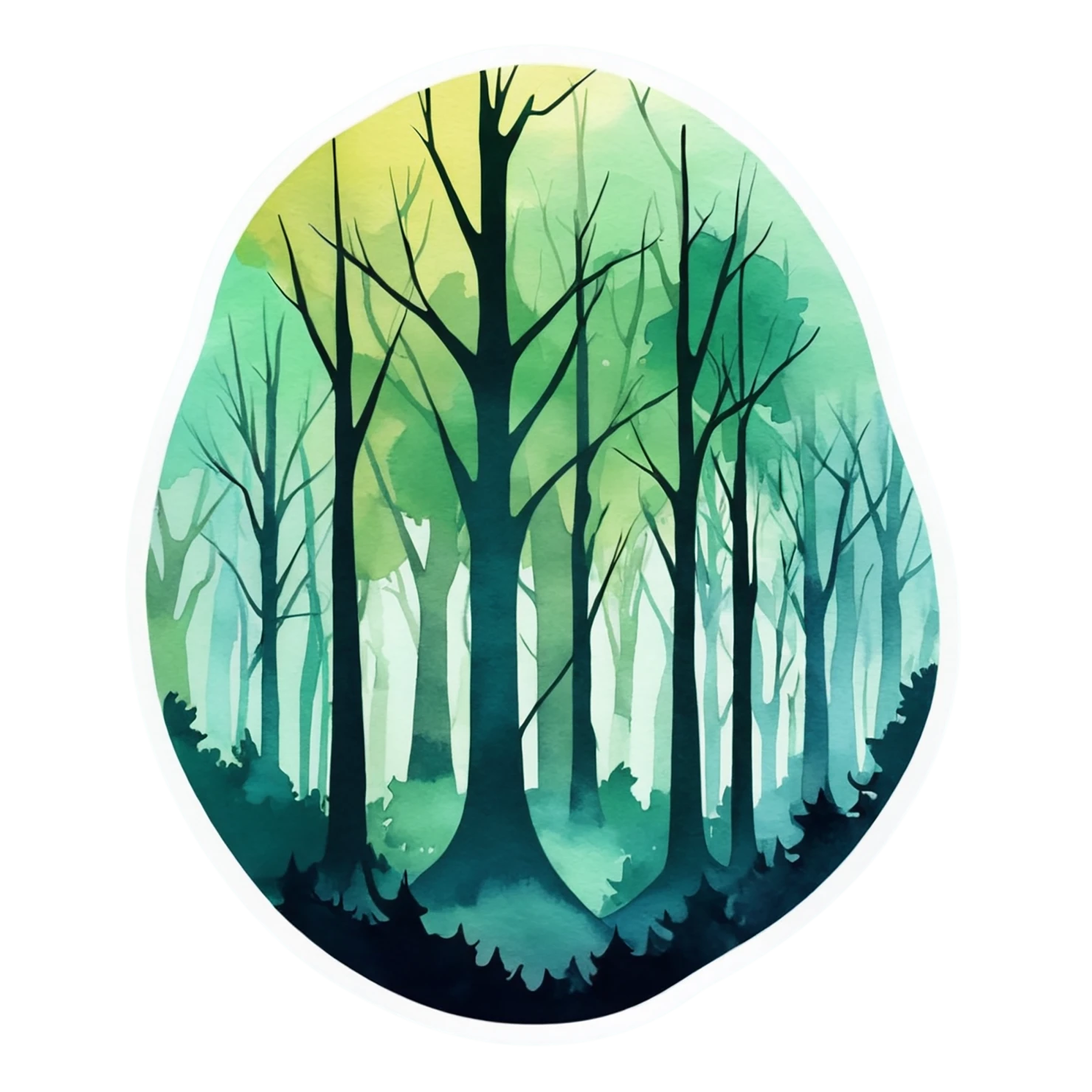 Forest watercolor sticker isolated on transparent background #16785
