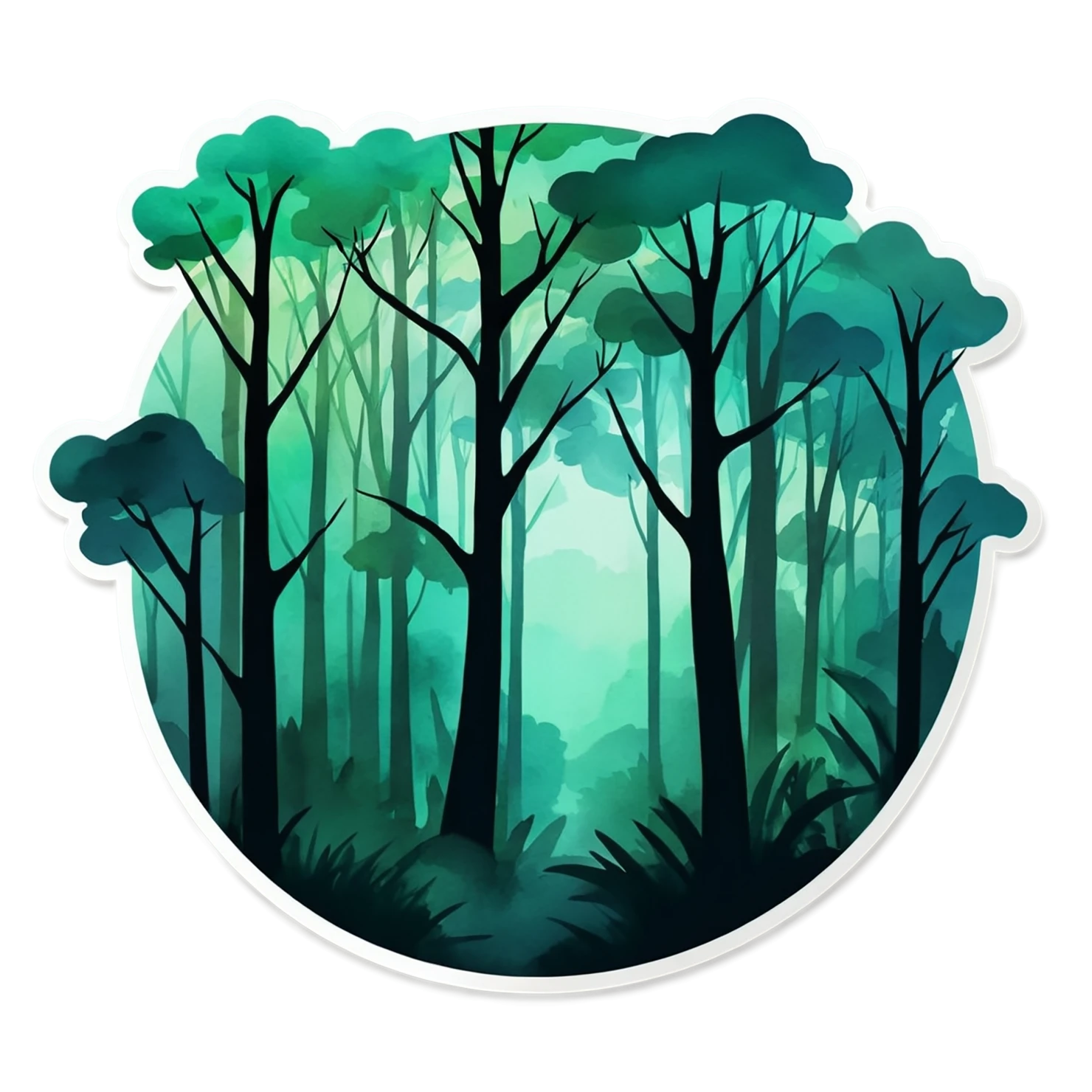 Forest watercolor sticker isolated on transparent background #16786