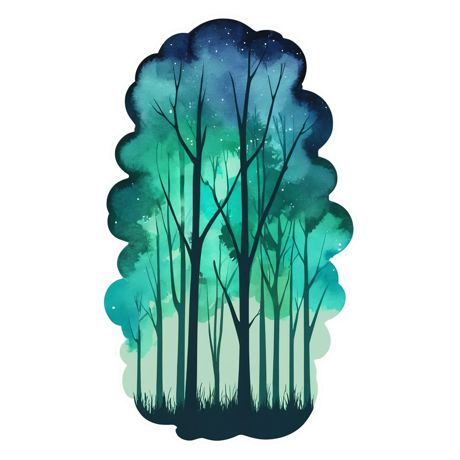 Forest watercolor sticker isolated on transparent background #16787