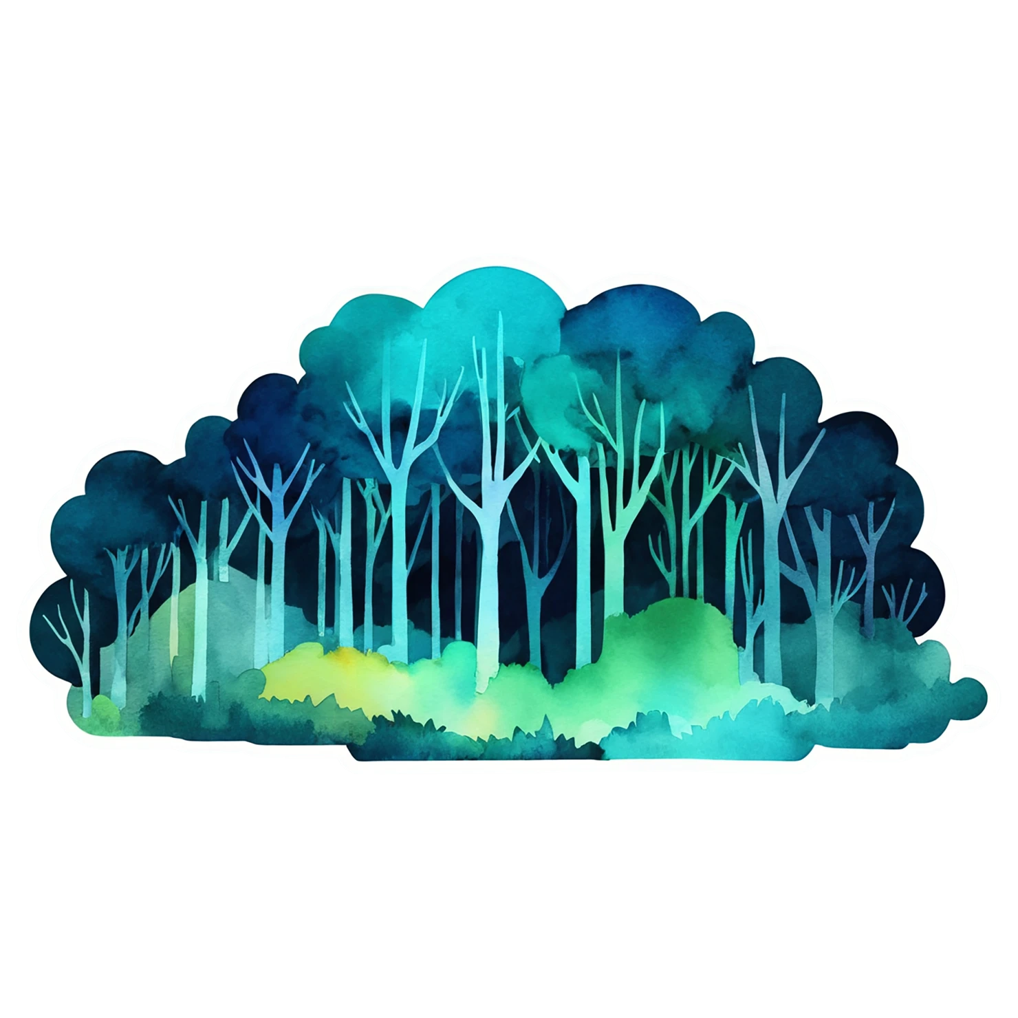 Forest watercolor sticker isolated on transparent background #16789
