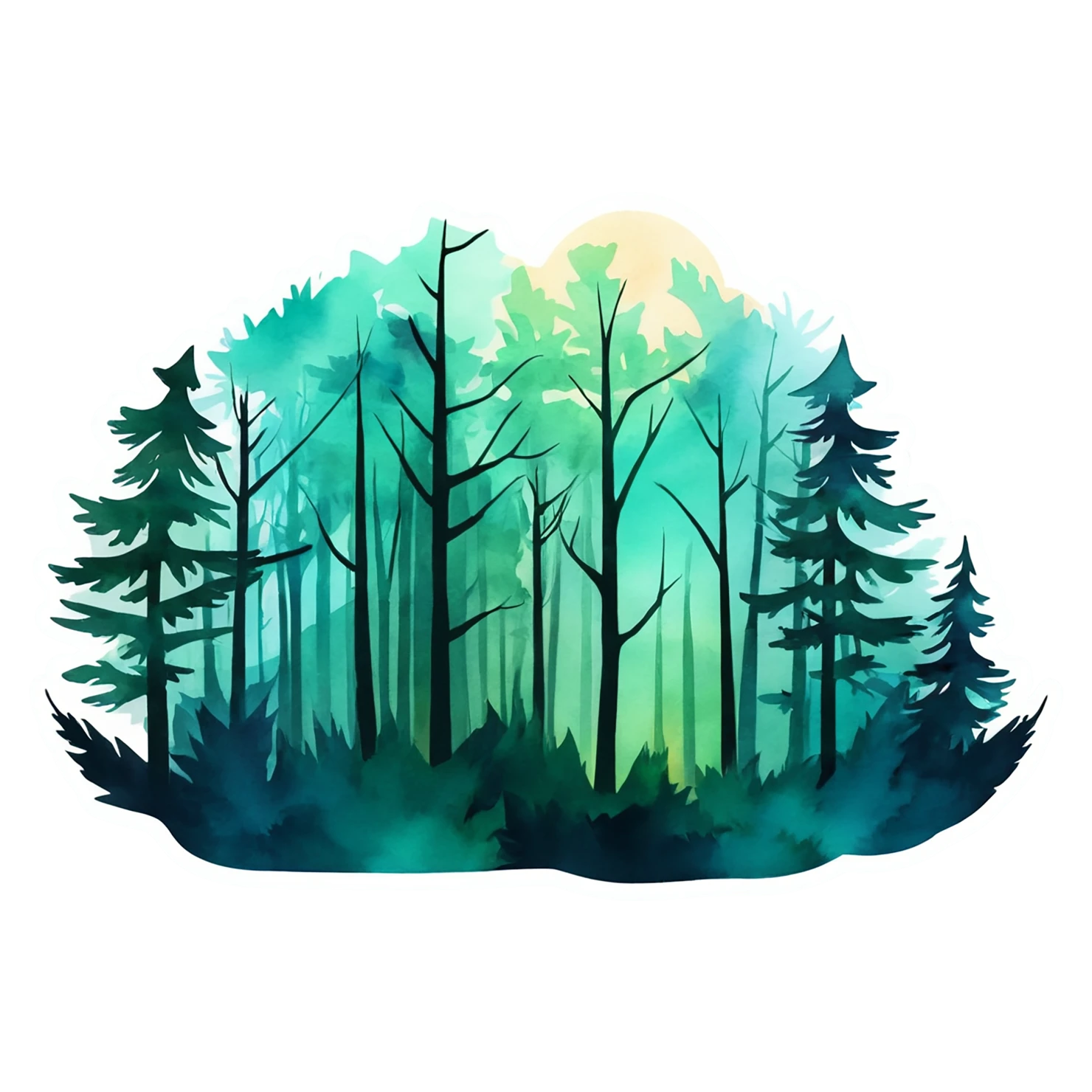 Forest watercolor sticker isolated on transparent background #16793