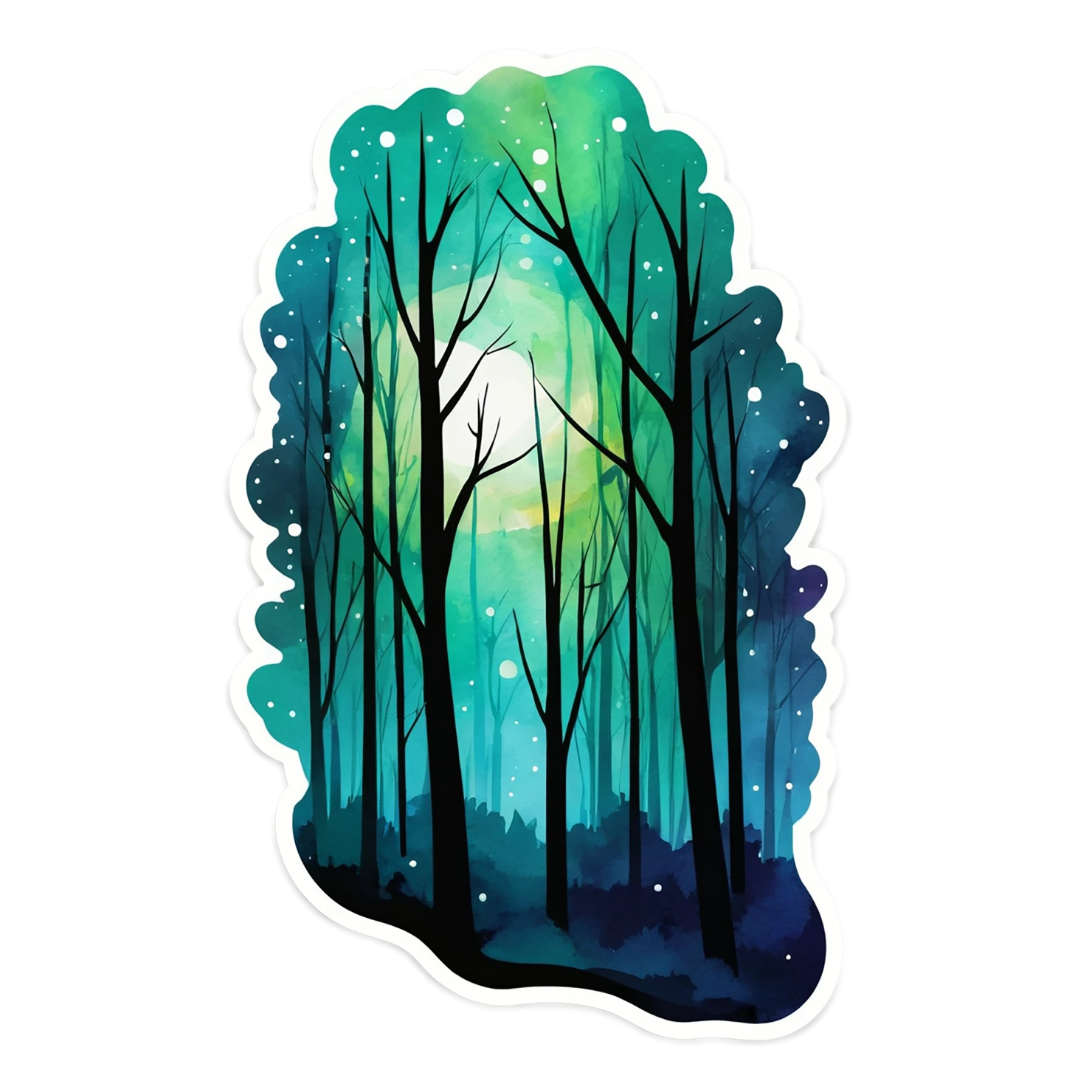 Forest watercolor sticker isolated on transparent background #16794