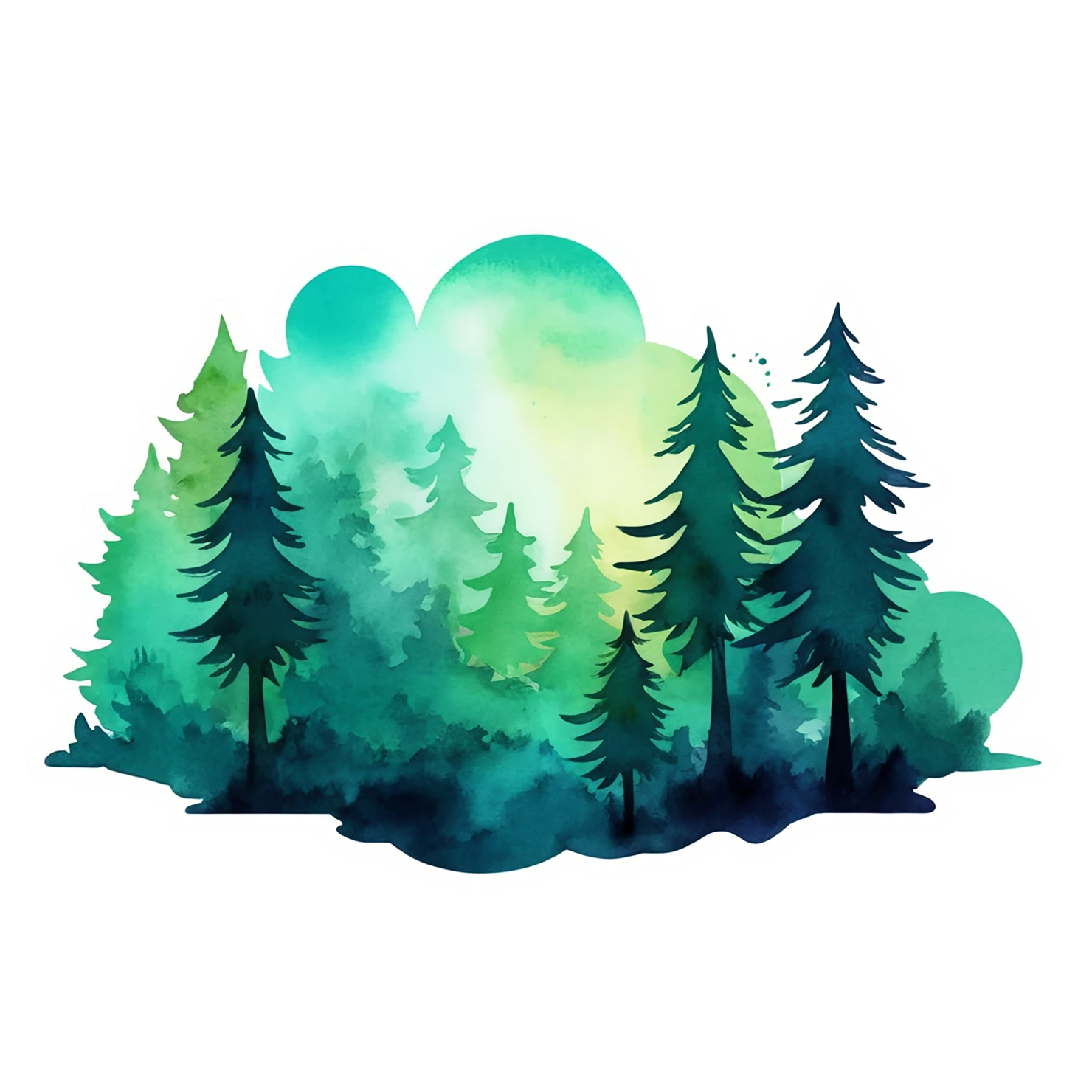 Forest watercolor sticker isolated on transparent background #16795