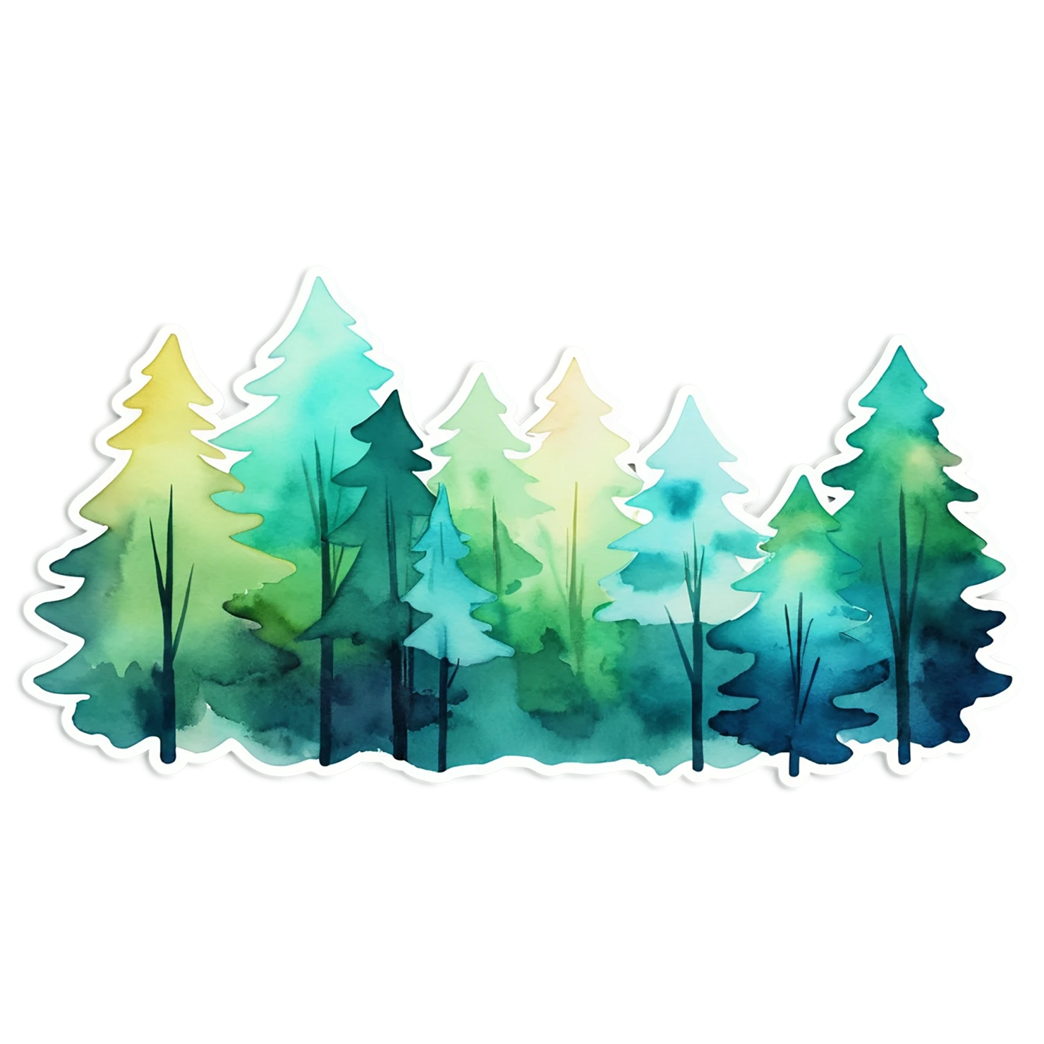 Forest watercolor sticker isolated on transparent background #16799