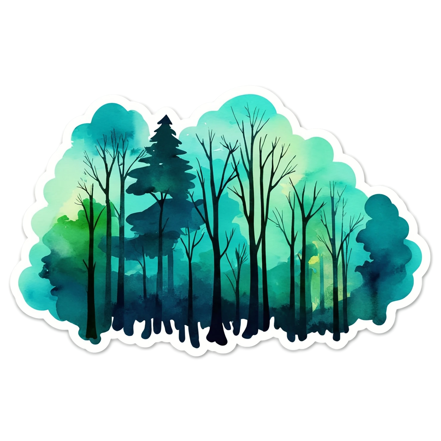 Forest watercolor sticker isolated on transparent background #16800