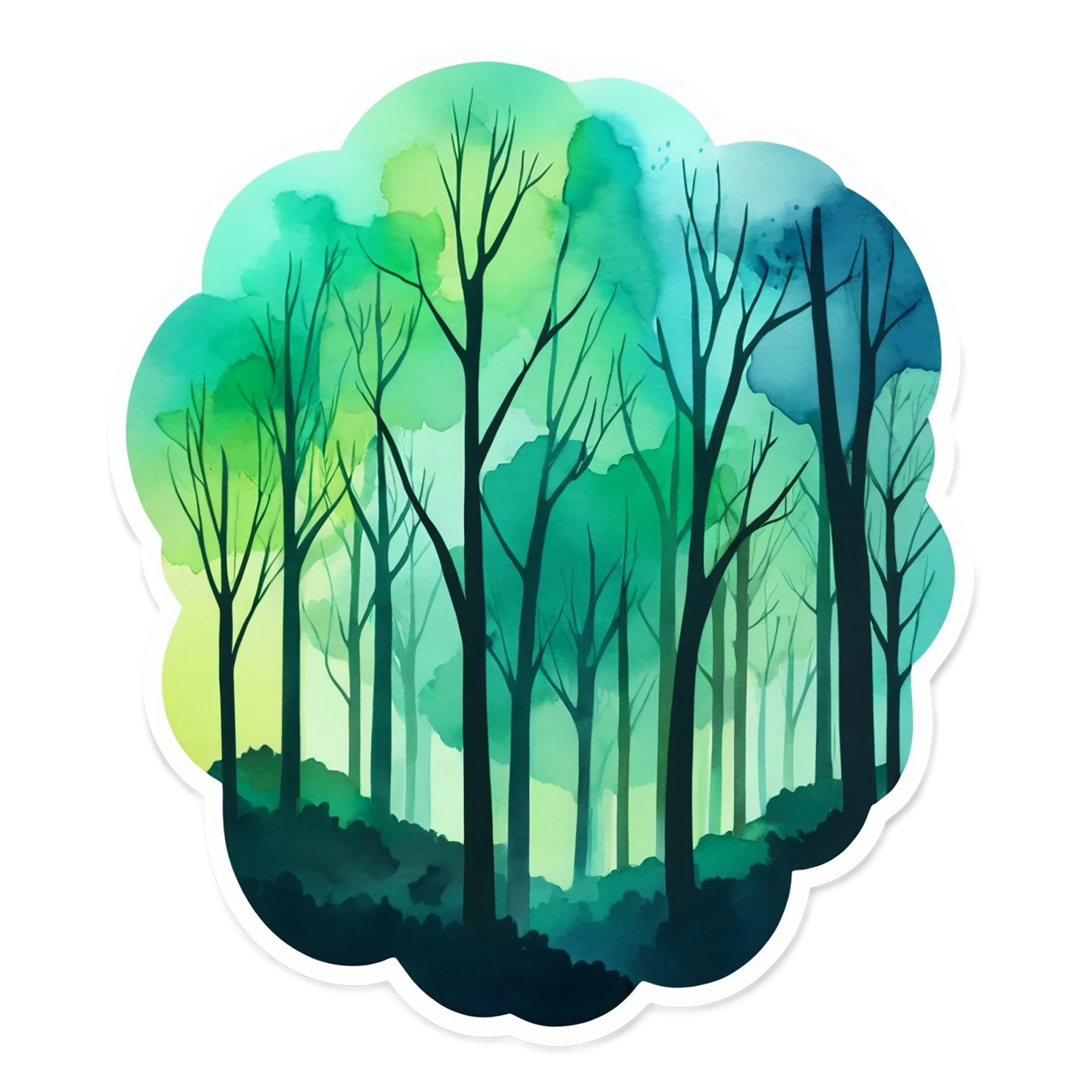 Forest watercolor sticker isolated on transparent background #16801