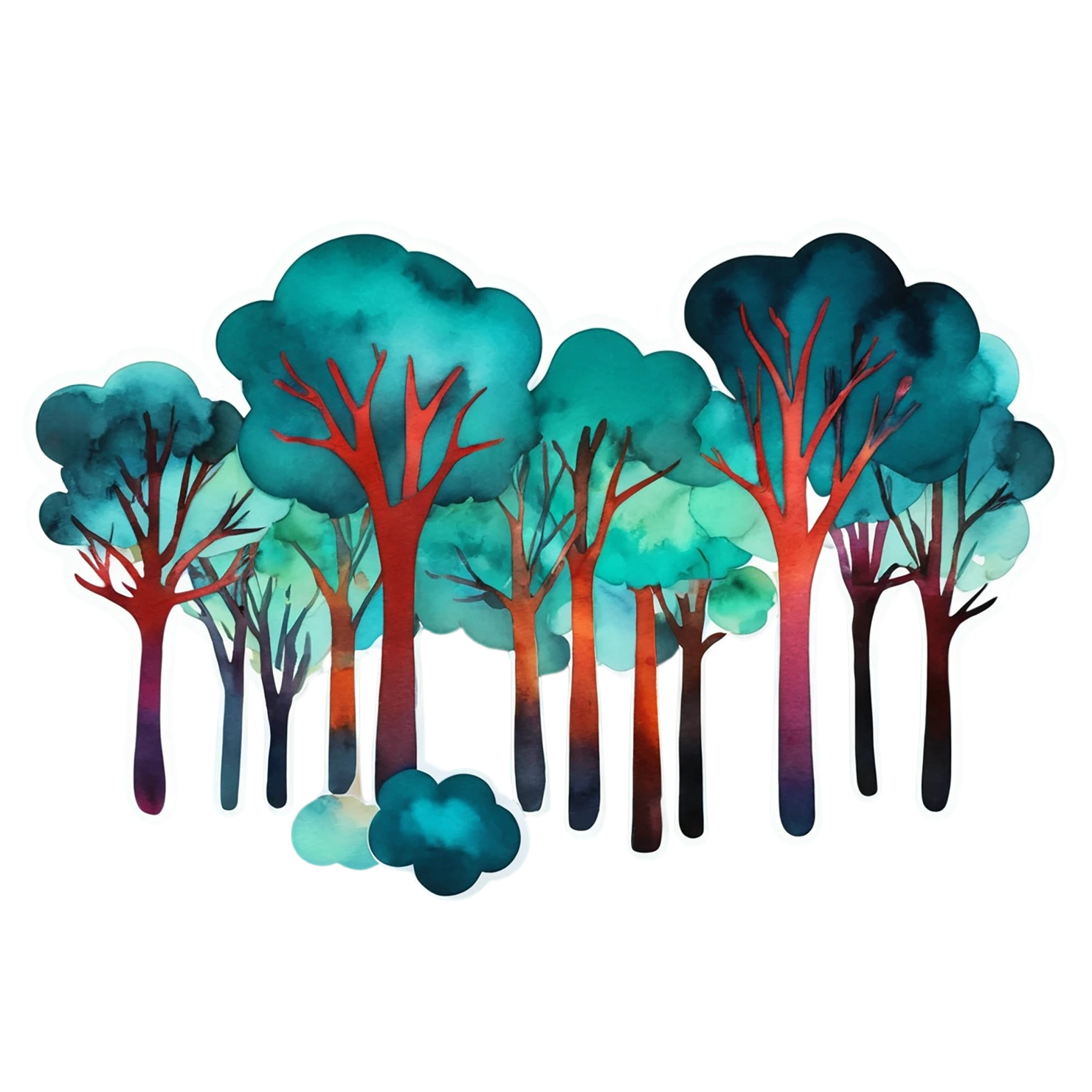 Forest watercolor sticker isolated on transparent background #16803