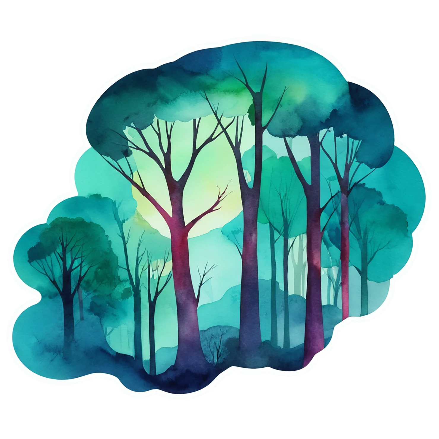 Forest watercolor sticker isolated on transparent background #16804
