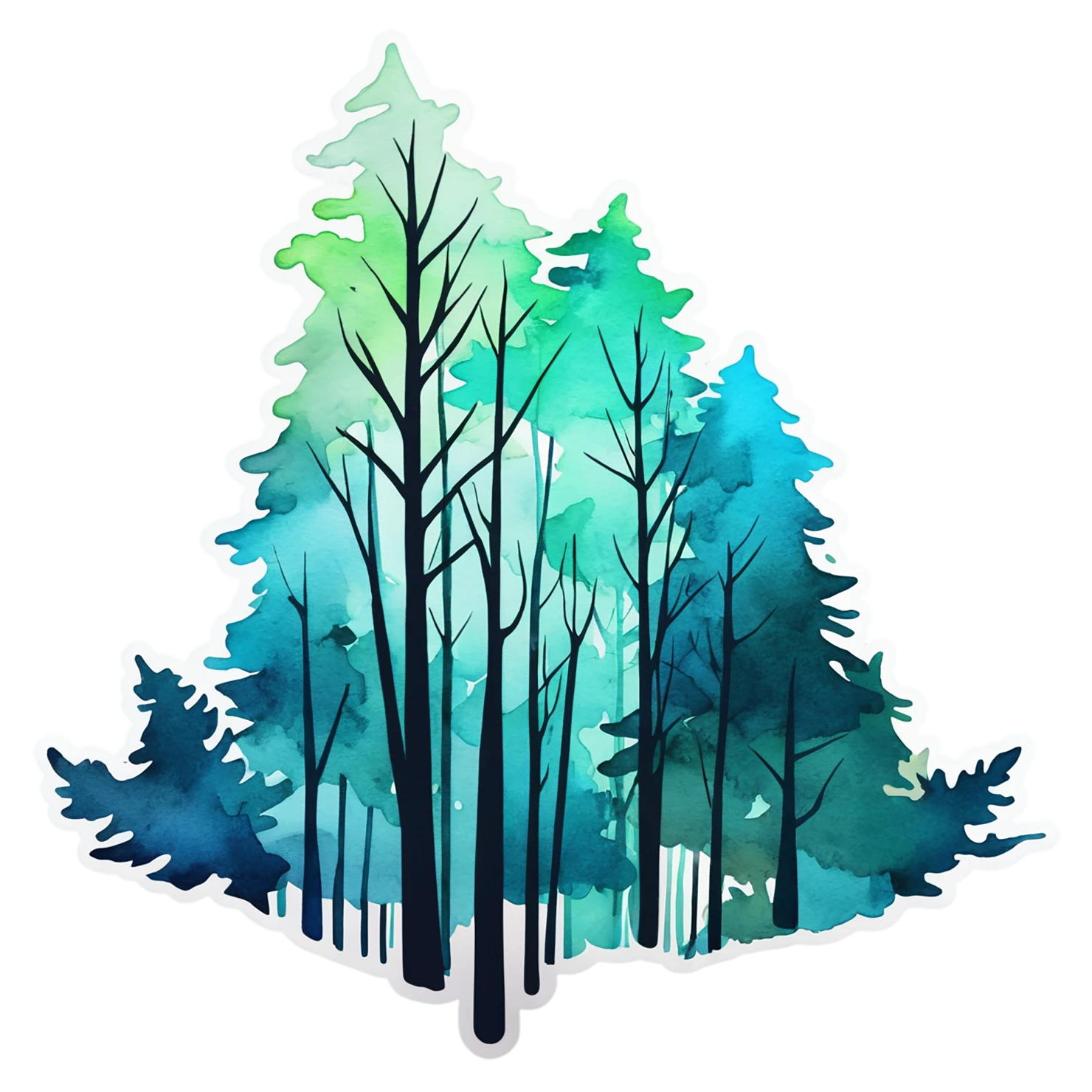 Forest watercolor sticker isolated on transparent background #16806