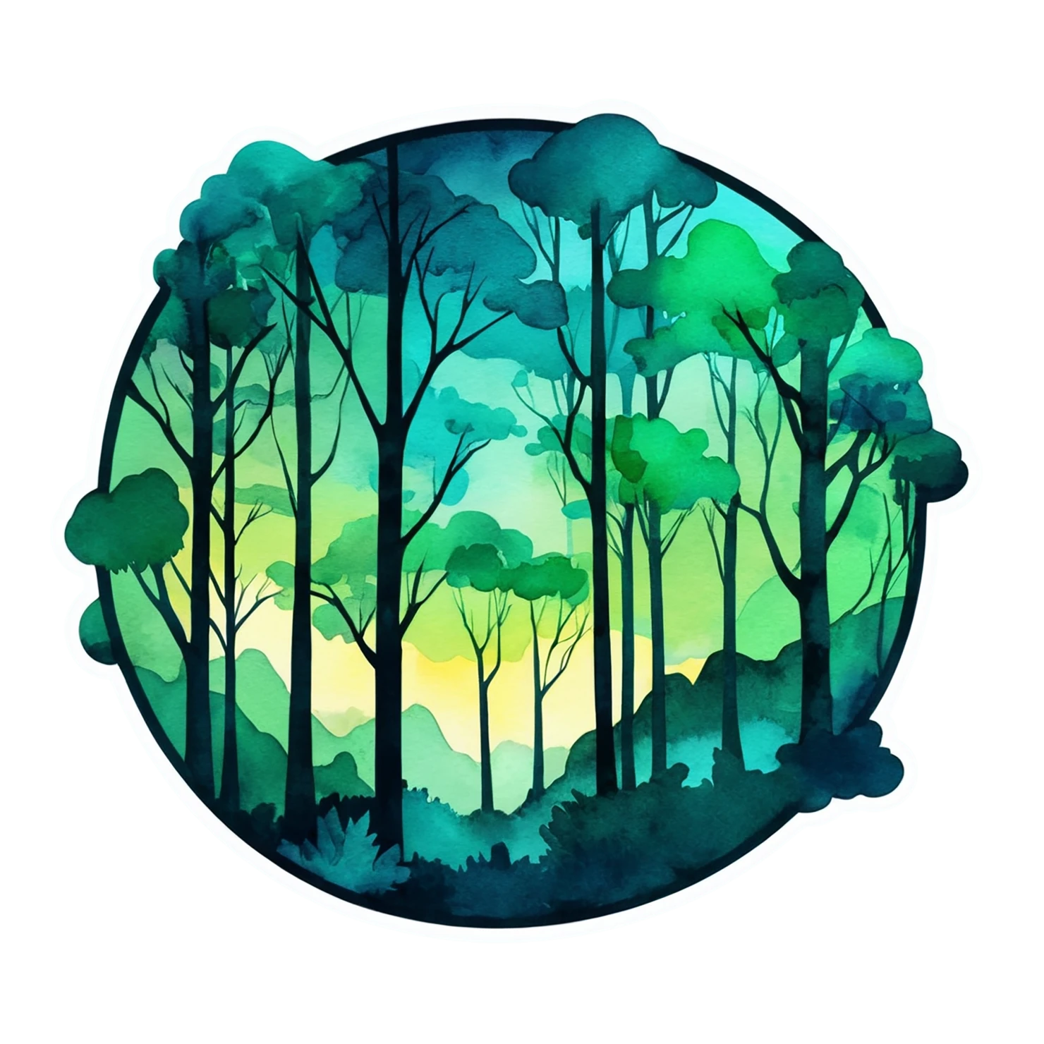 Forest watercolor sticker isolated on transparent background #16807