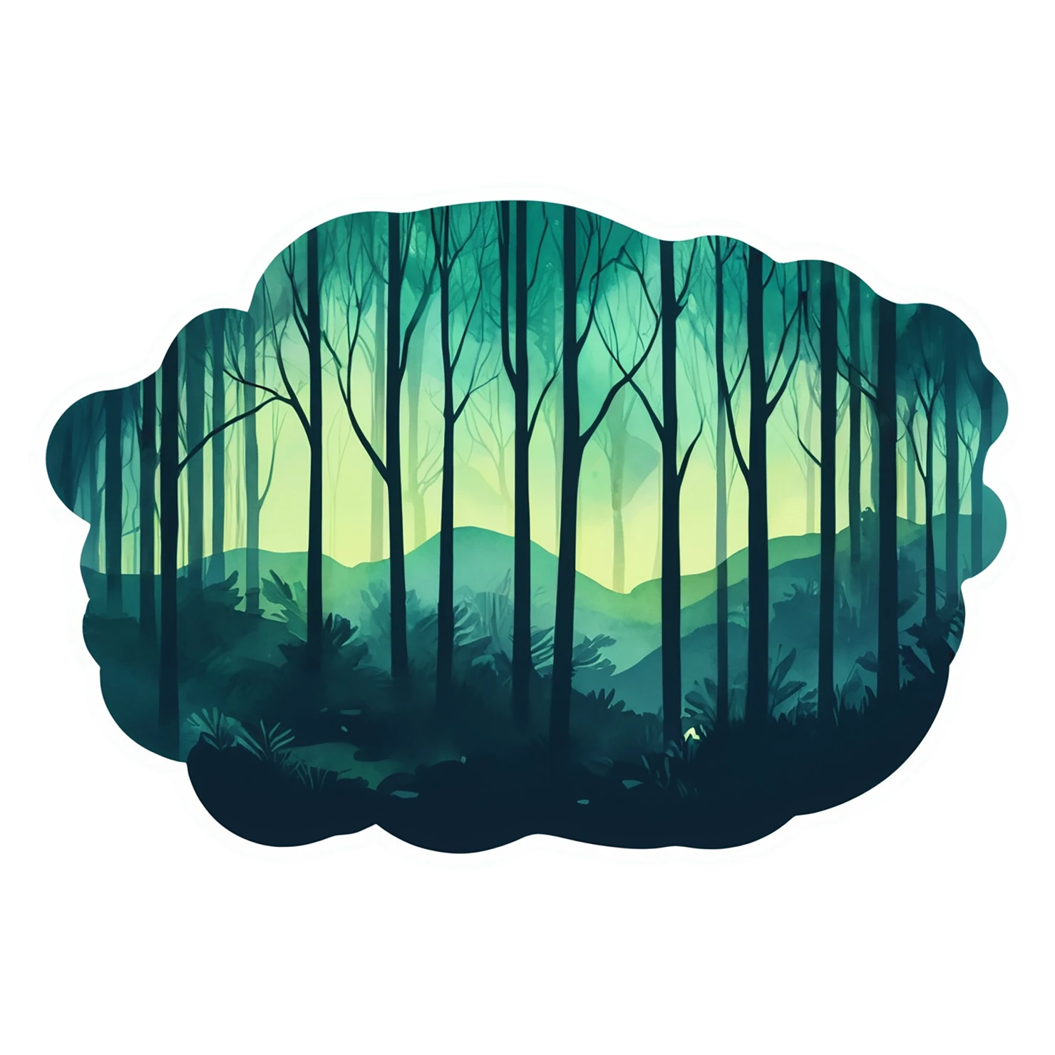 Forest watercolor sticker isolated on transparent background #16808