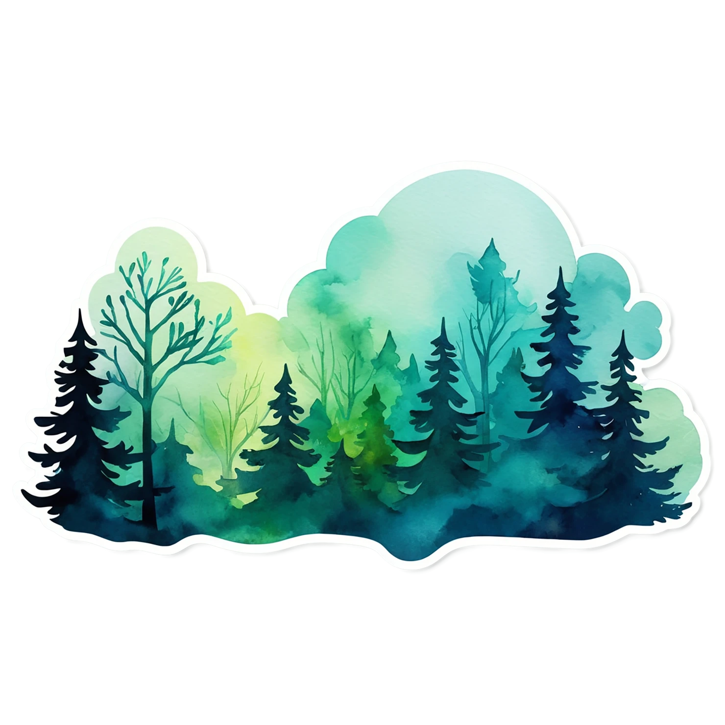 Forest watercolor sticker isolated on transparent background #16809