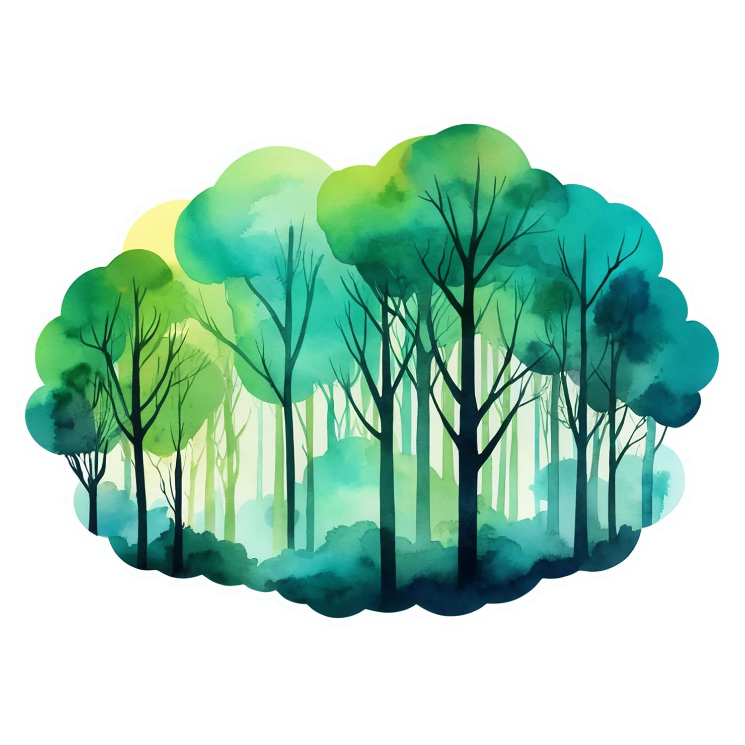 Forest watercolor sticker isolated on transparent background #16810