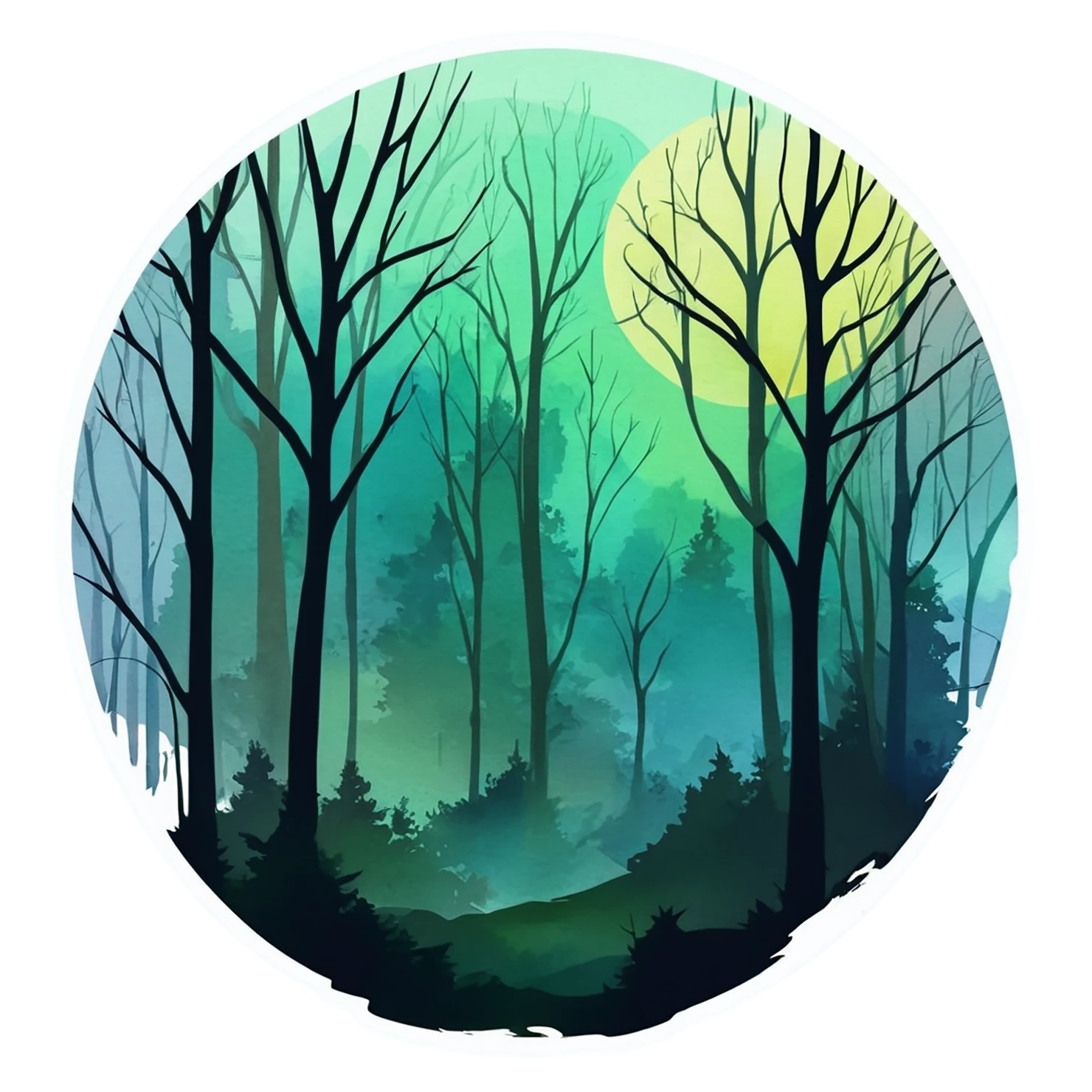 Forest watercolor sticker isolated on transparent background #16812