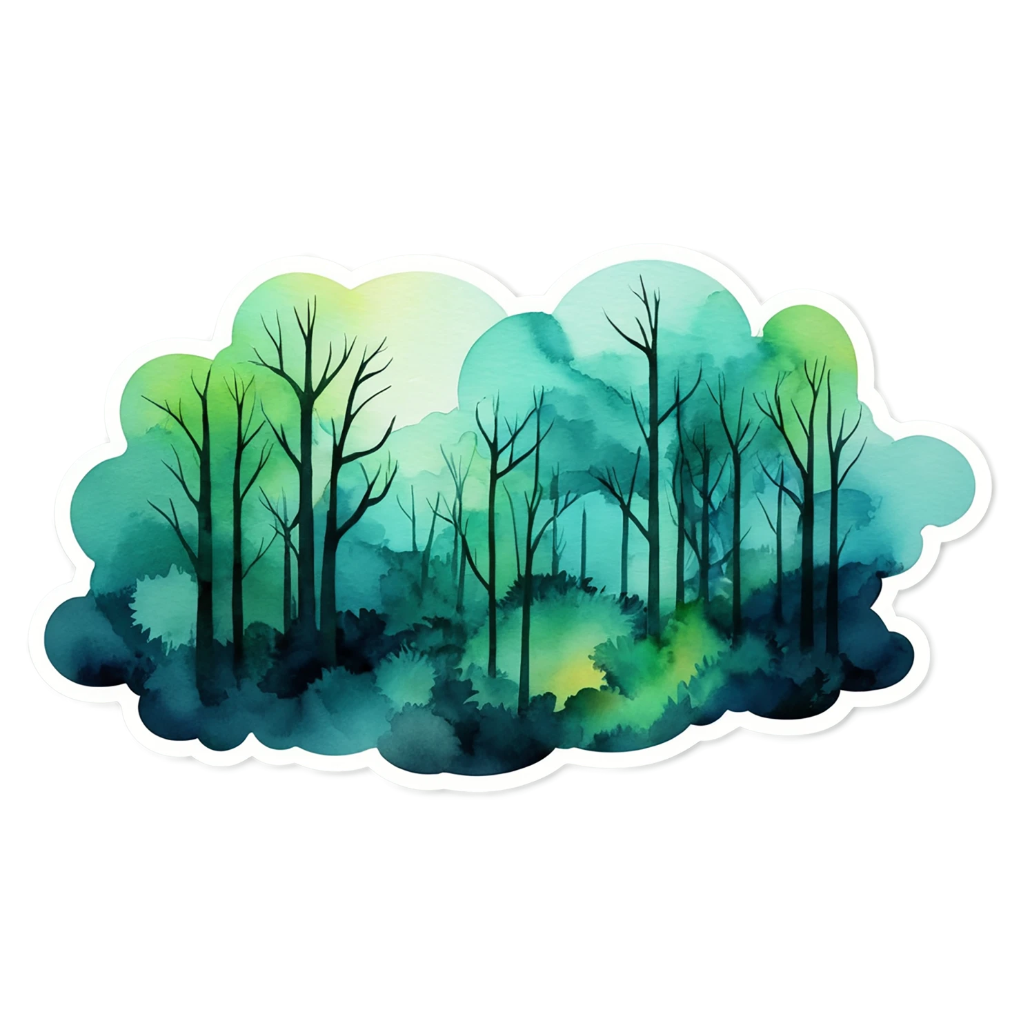 Forest watercolor sticker isolated on transparent background #16816