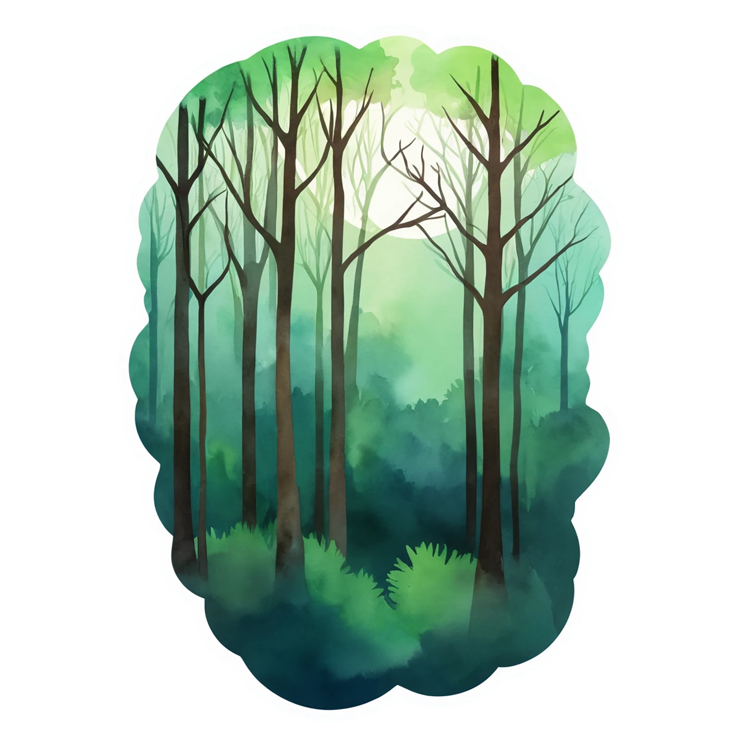 Forest watercolor sticker isolated on transparent background #16818