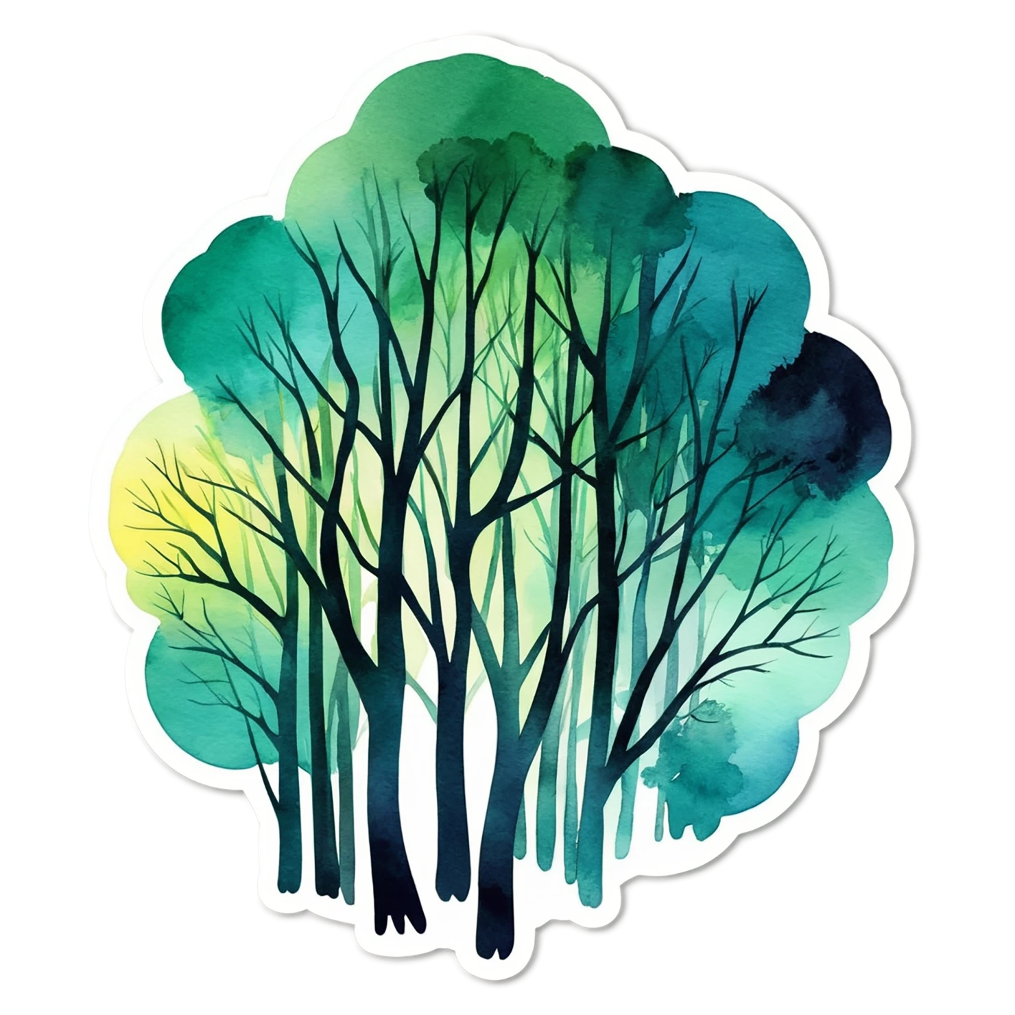 Forest watercolor sticker isolated on transparent background #16819