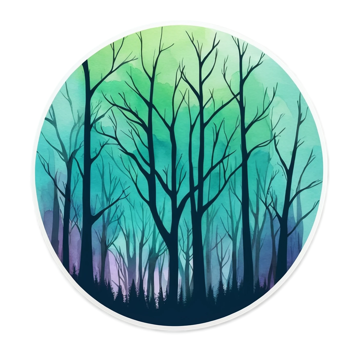 Forest watercolor sticker isolated on transparent background #16821