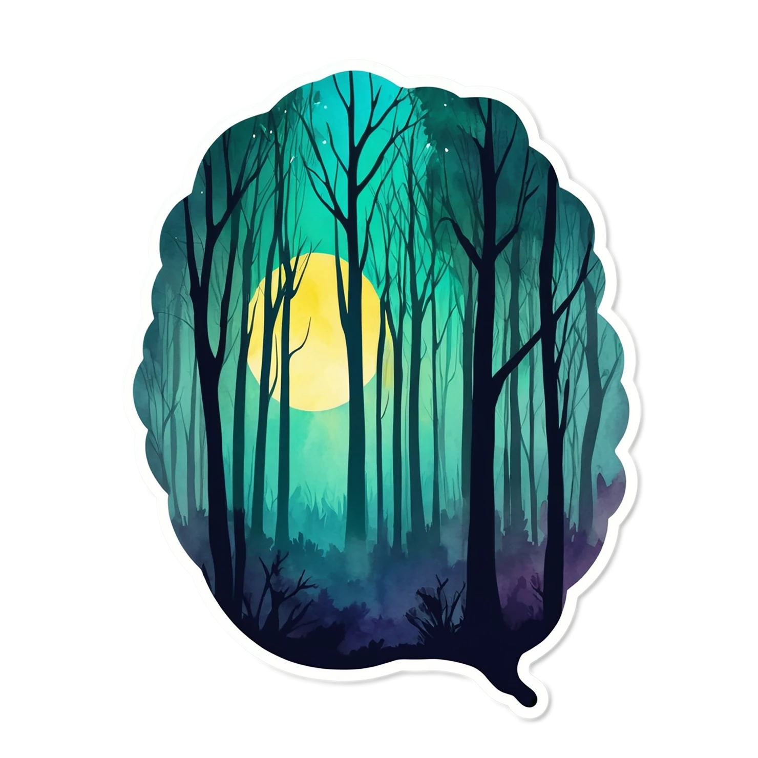 Forest watercolor sticker isolated on transparent background #16822