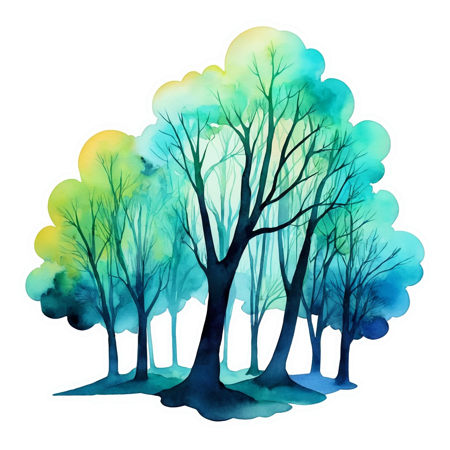 Forest watercolor sticker isolated on transparent background #16823