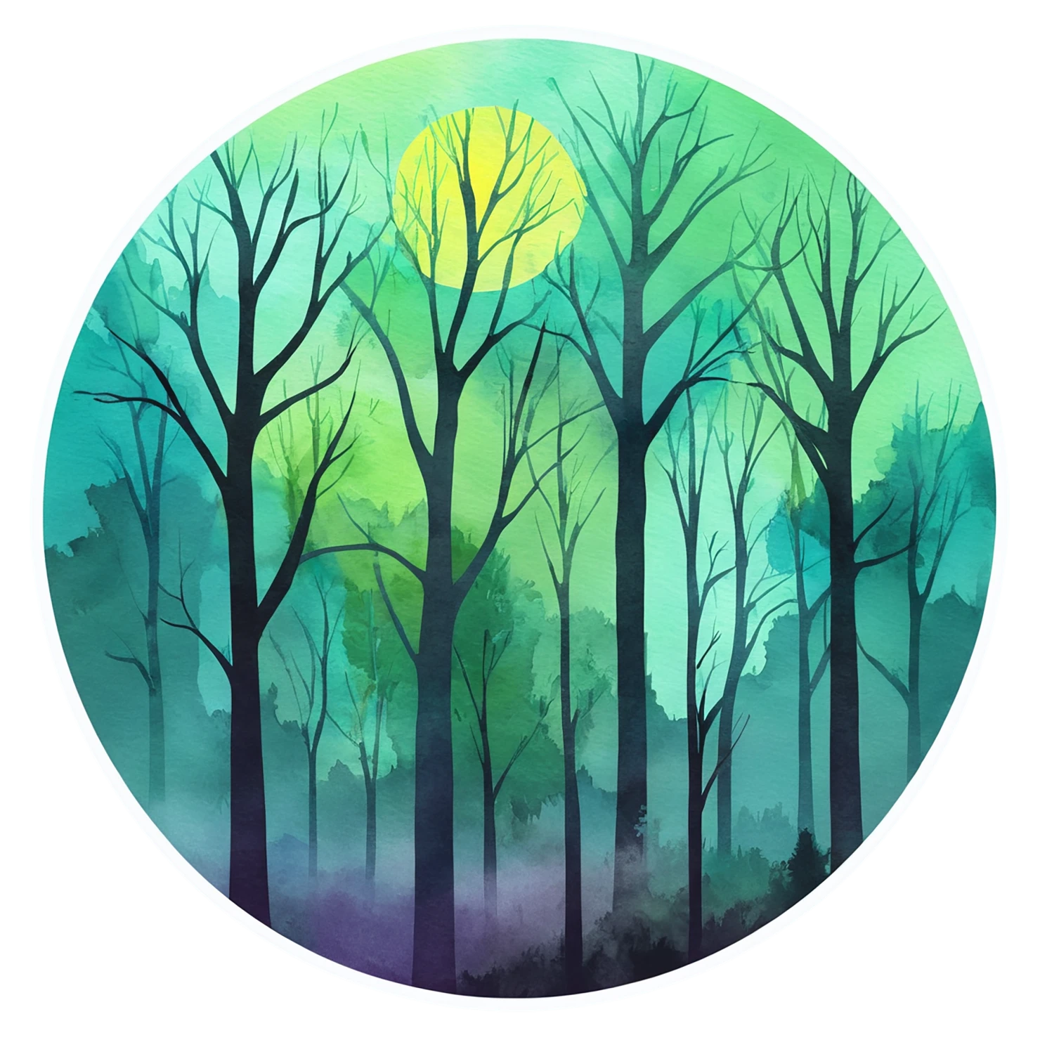 Forest watercolor sticker isolated on transparent background #16825