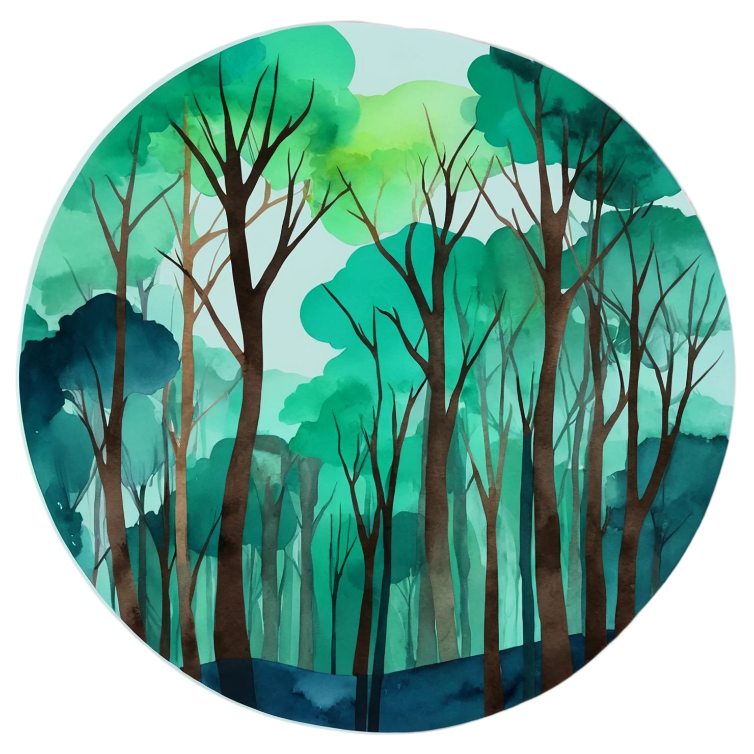 Forest watercolor sticker isolated on transparent background #16829