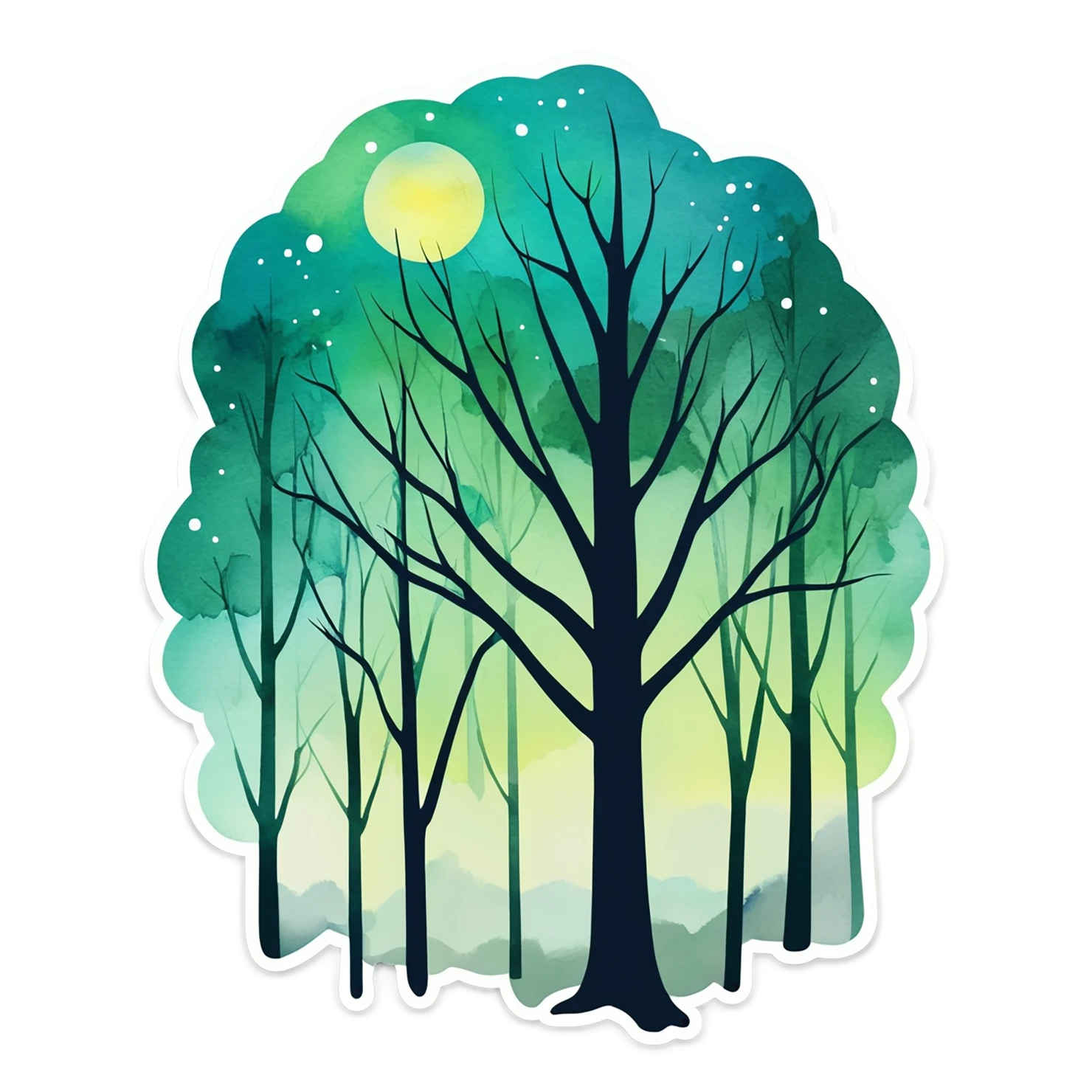 Forest watercolor sticker isolated on transparent background #16830