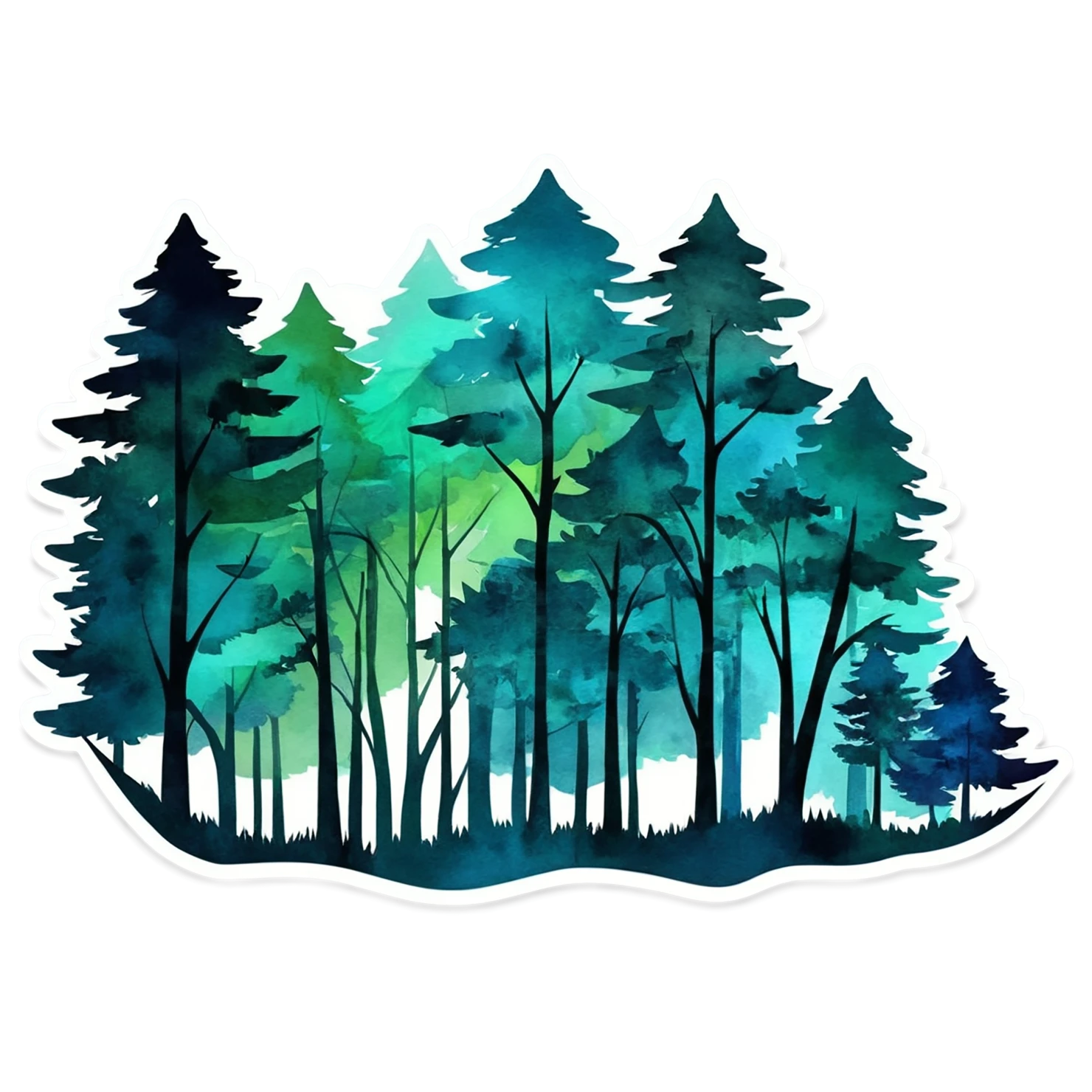 Forest watercolor sticker isolated on transparent background #16832