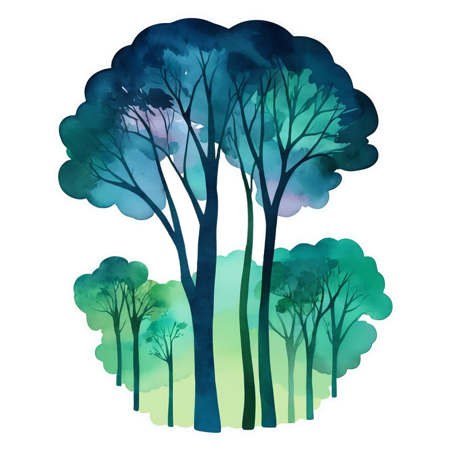 Forest watercolor sticker isolated on transparent background #16833