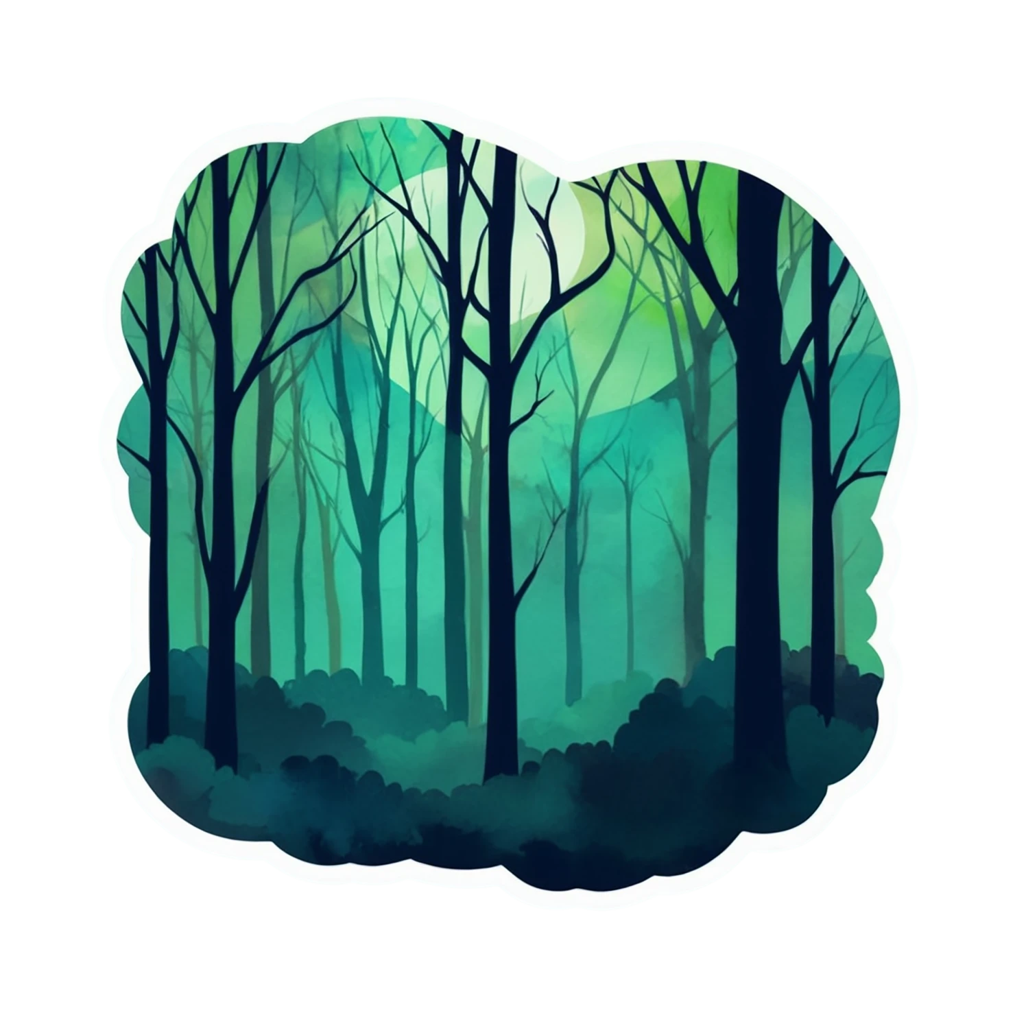 Forest watercolor sticker isolated on transparent background #16840